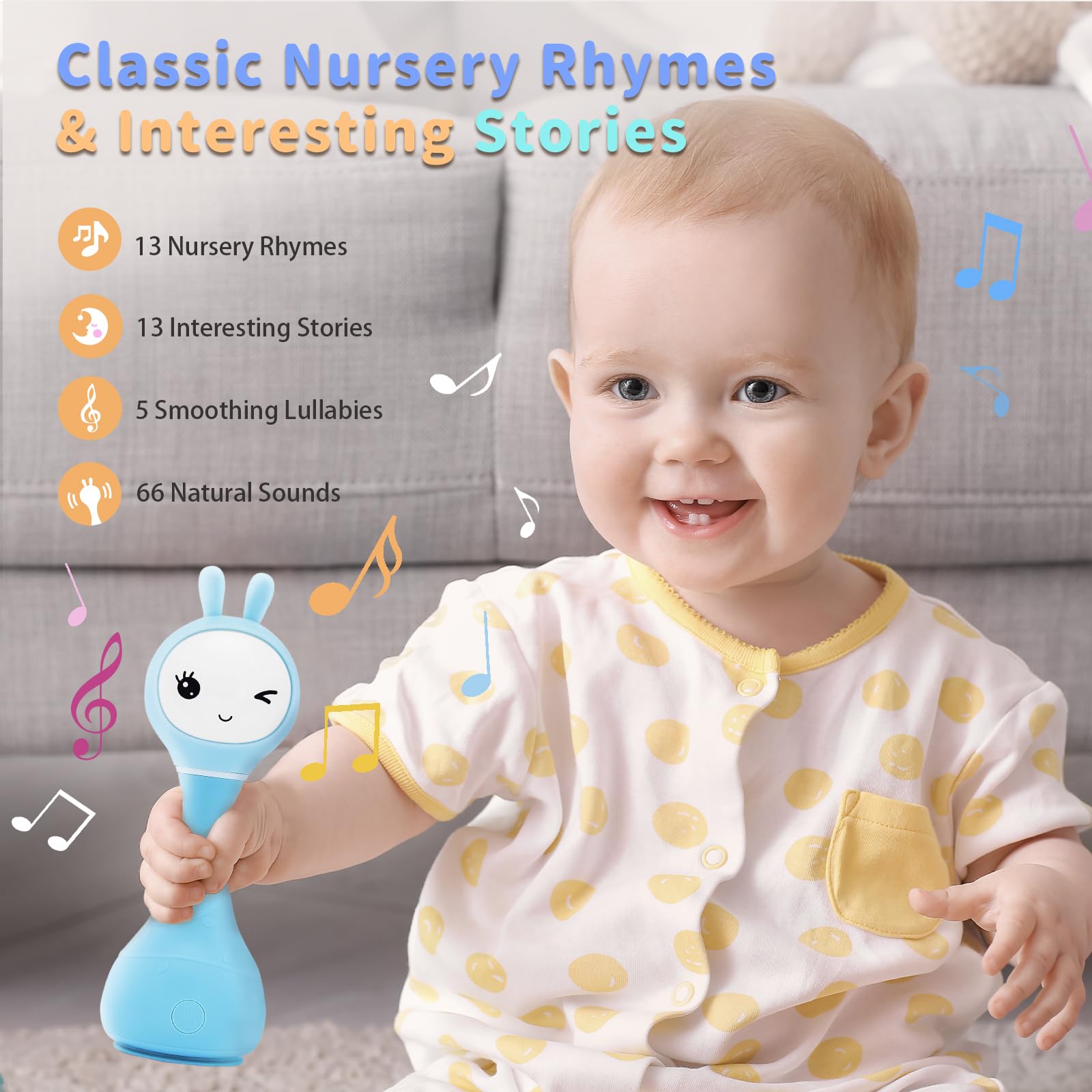 Alilo Easter Bunny Baby Toy - Soft Plush Stuffed Animal for 6-12 Month Old Boys & Girls | Cute Toddler Learning Toy 1-2 Years | Best Gift for 1 Year Old Birthday, Easter Basket & Nursery Decor