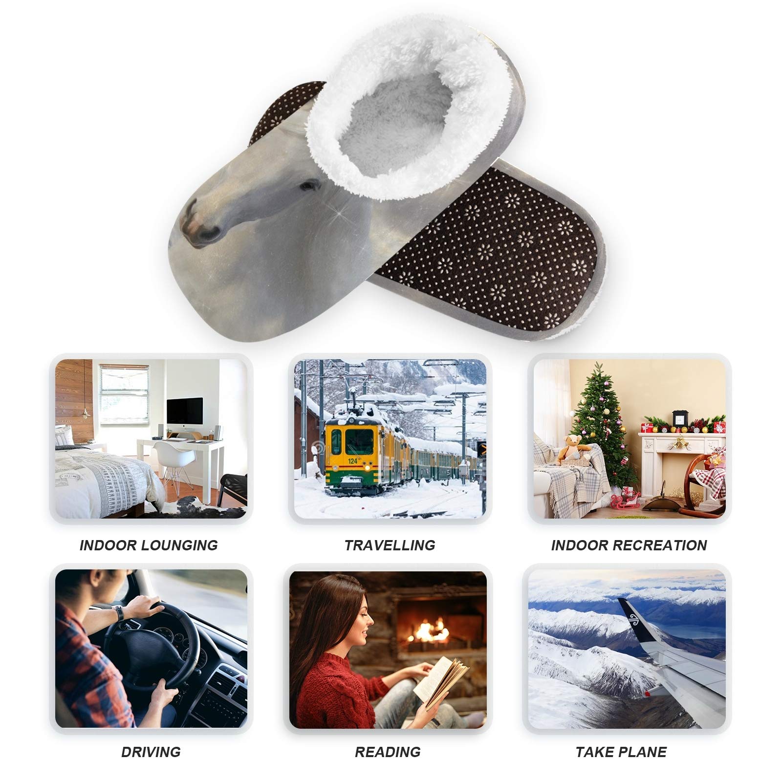 Magic White Horse Slippers for Women - Cozy Indoor House Shoes for Relaxing at Home