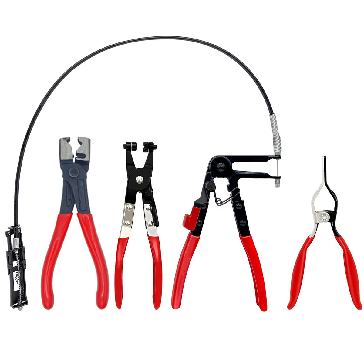 4PCS Hose Clamp Pliers Set - Spring Clamp Pliers & Self-Tightening Hose Clamps Remover Tool Kit for Automotive, Plumbing & DIY Repairs - Ideal for Car Maintenance, Home Improvement & HVAC Work