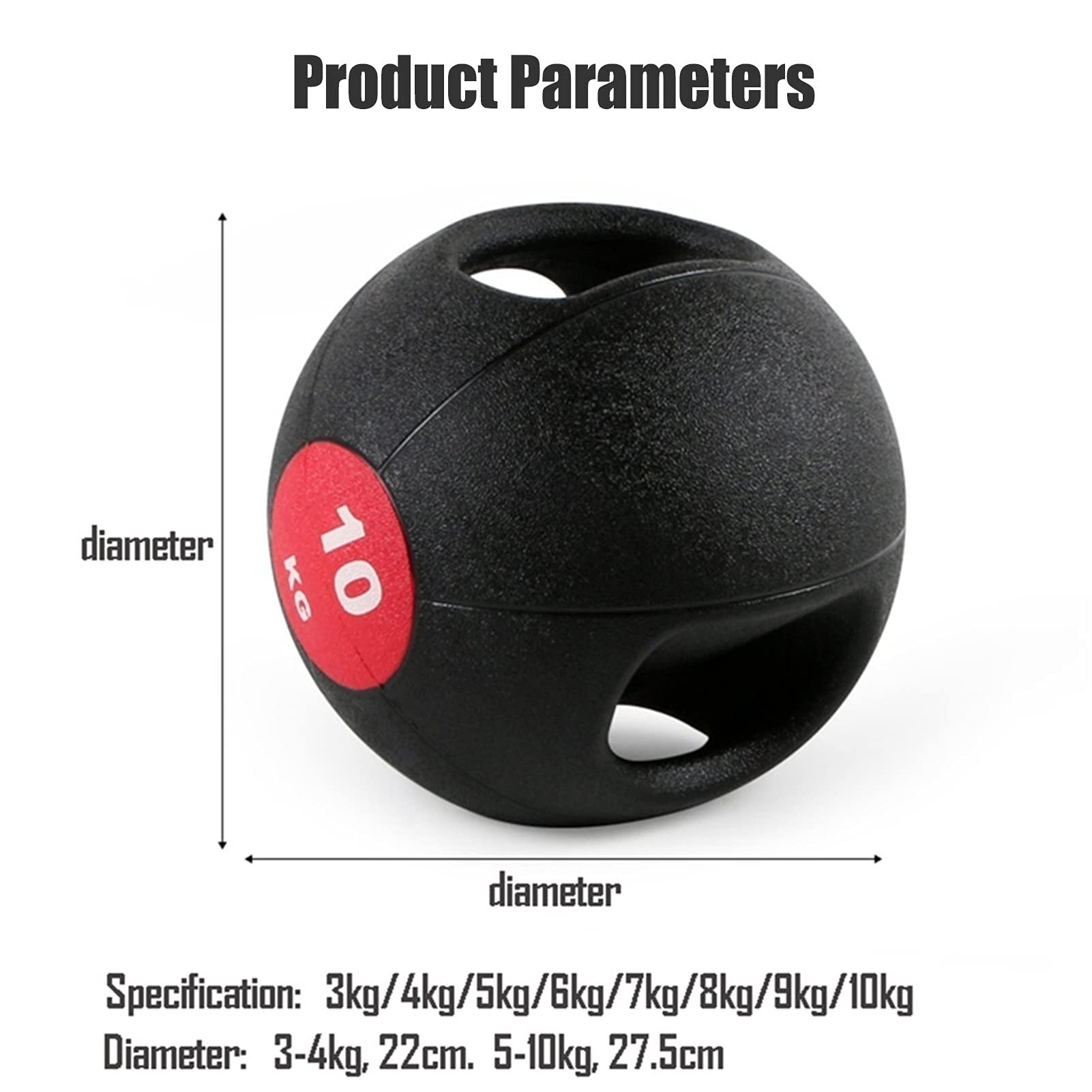 Double Handle Medicine Ball 3kg/6.6lb - Rubber Core Training & CrossFit Equipment for Strength, Throwing Exercises - Perfect for Home Gym Workouts, Functional Training & Rehabilitation Therapy