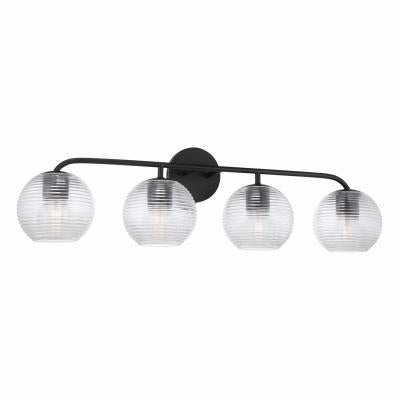 Maeva Matte Black Vanity Light - Modern Bathroom Wall Sconce with Clear Glass Shades for Makeup Mirror Lighting, Bedroom Dressing Area, Hallway Decor