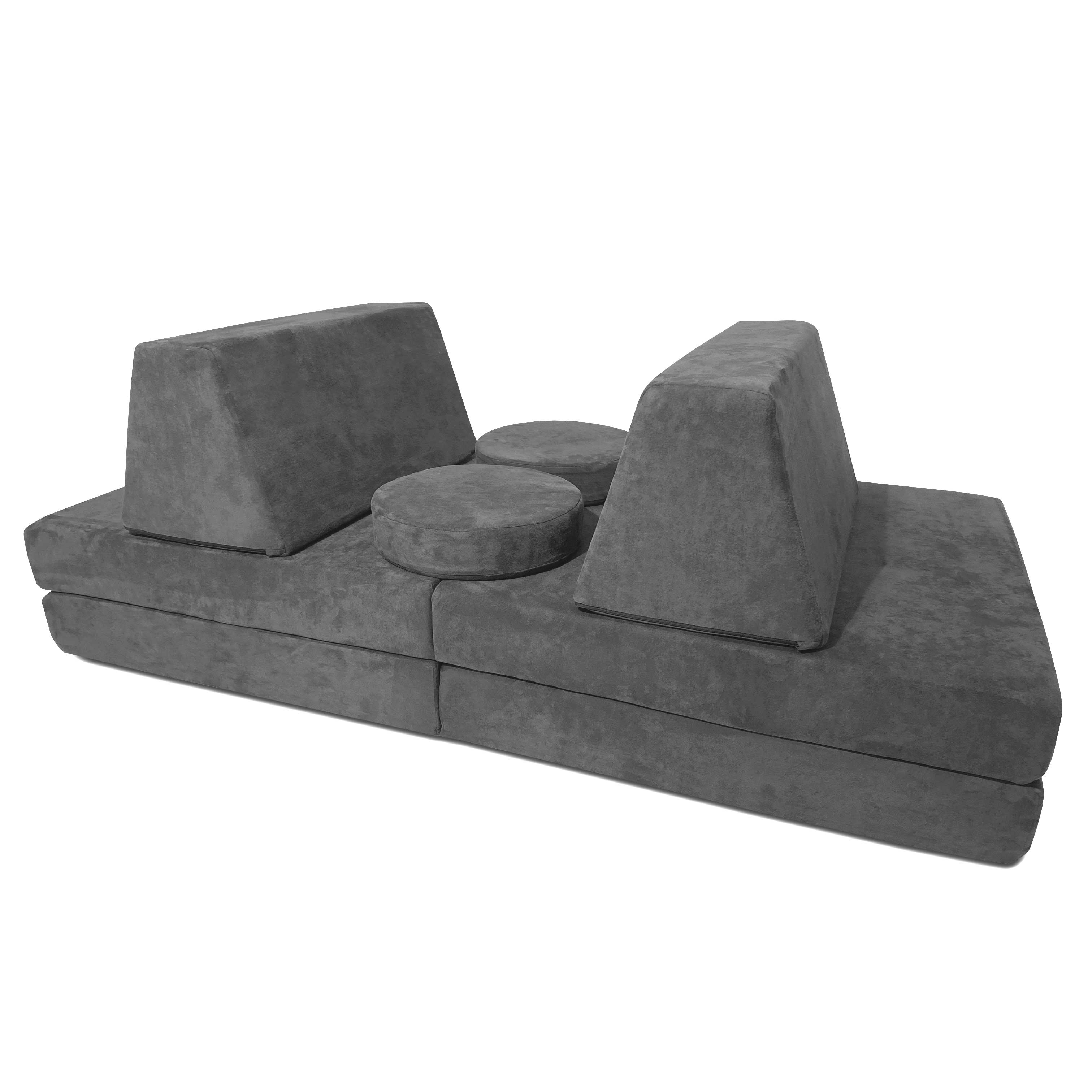 10-Piece Soft Modular Microsuede Foam Kids Play Couch Set - Durable & Washable for Playroom, Bedroom, or Living Room - Perfect for Toddlers & Children's Indoor Playtime, Reading Nook, or Nap Space