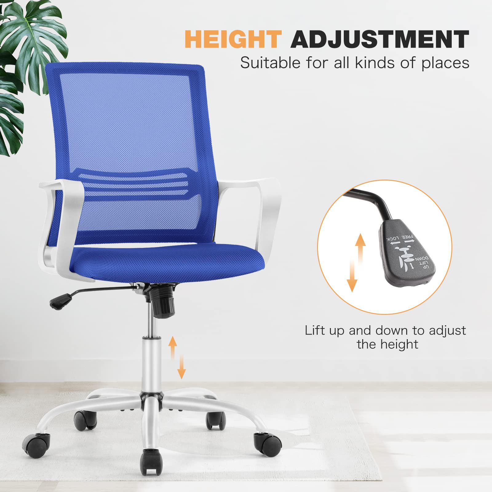Ergonomic Office Chair with High Back & Lumbar Support - Adjustable Mesh Computer Chair with 4D Headrest & Armrests - Swivel Task Chair for Home Office, Gaming & Workspace Comfort