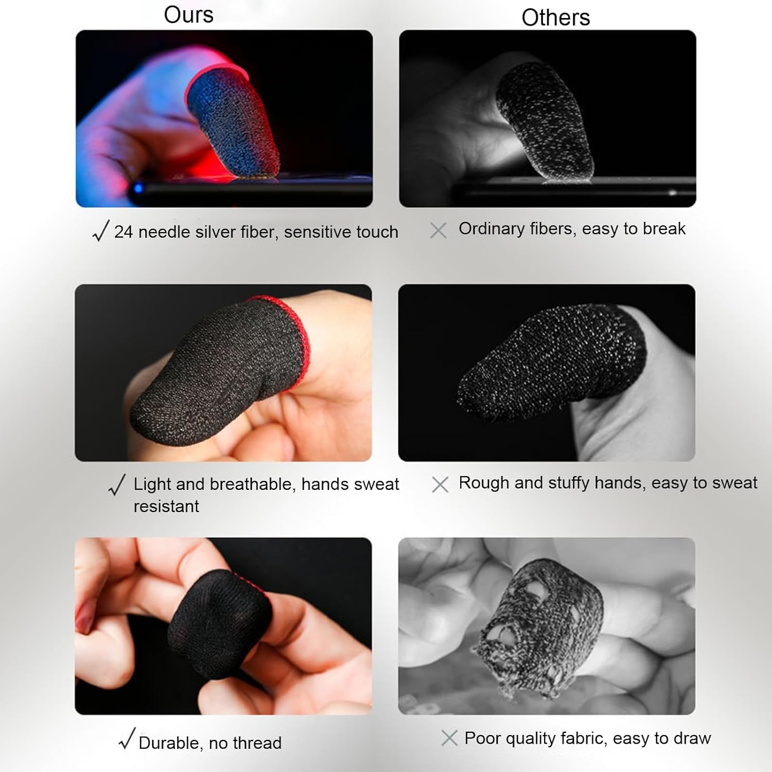 12Pcs Ultra-Thin Gaming Finger Sleeves - Anti-Slip Thumb Protectors for Enhanced Mobile Gaming Precision | Perfect for PUBG, Call of Duty & Fortnite on Smartphones