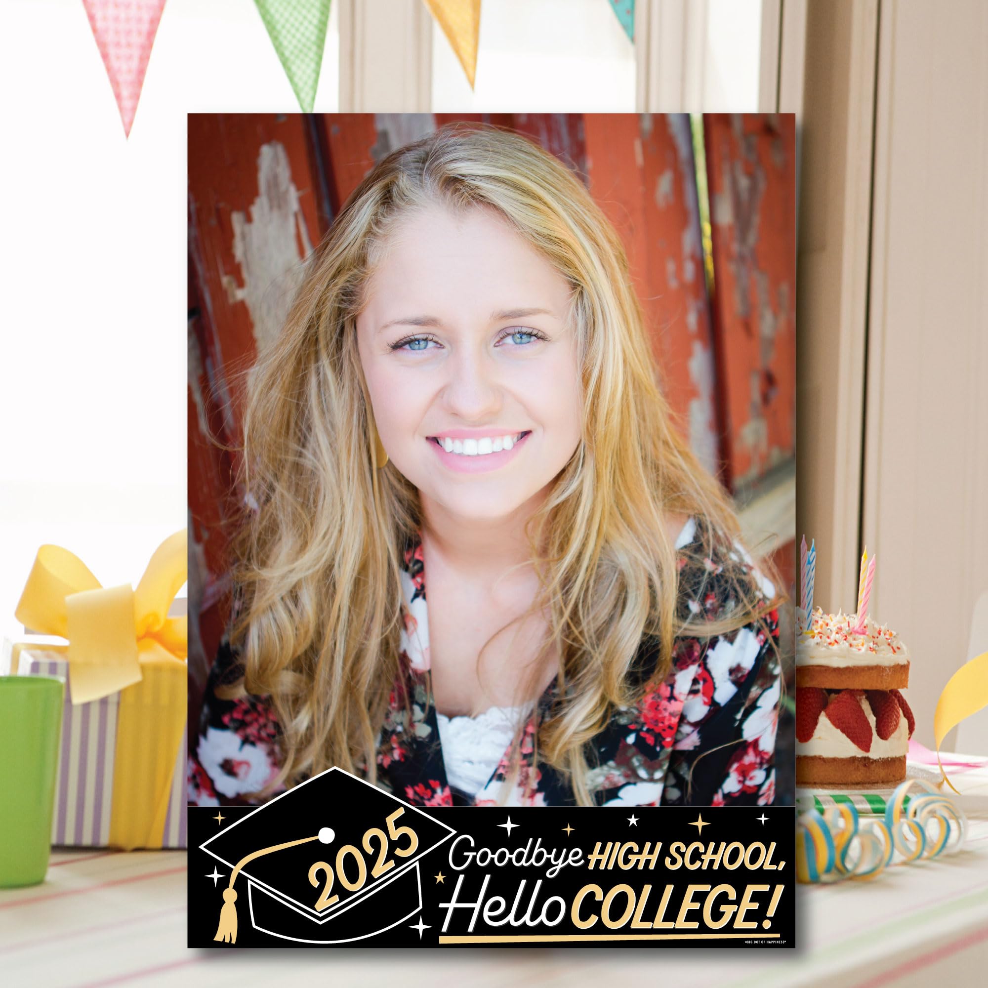 Custom Photo Graduation Yard Signs 2025 - Personalized Grad Party Decorations - Hello College Yard Sign with Photo - Perfect for Outdoor Graduation Celebrations & Backyard Decor