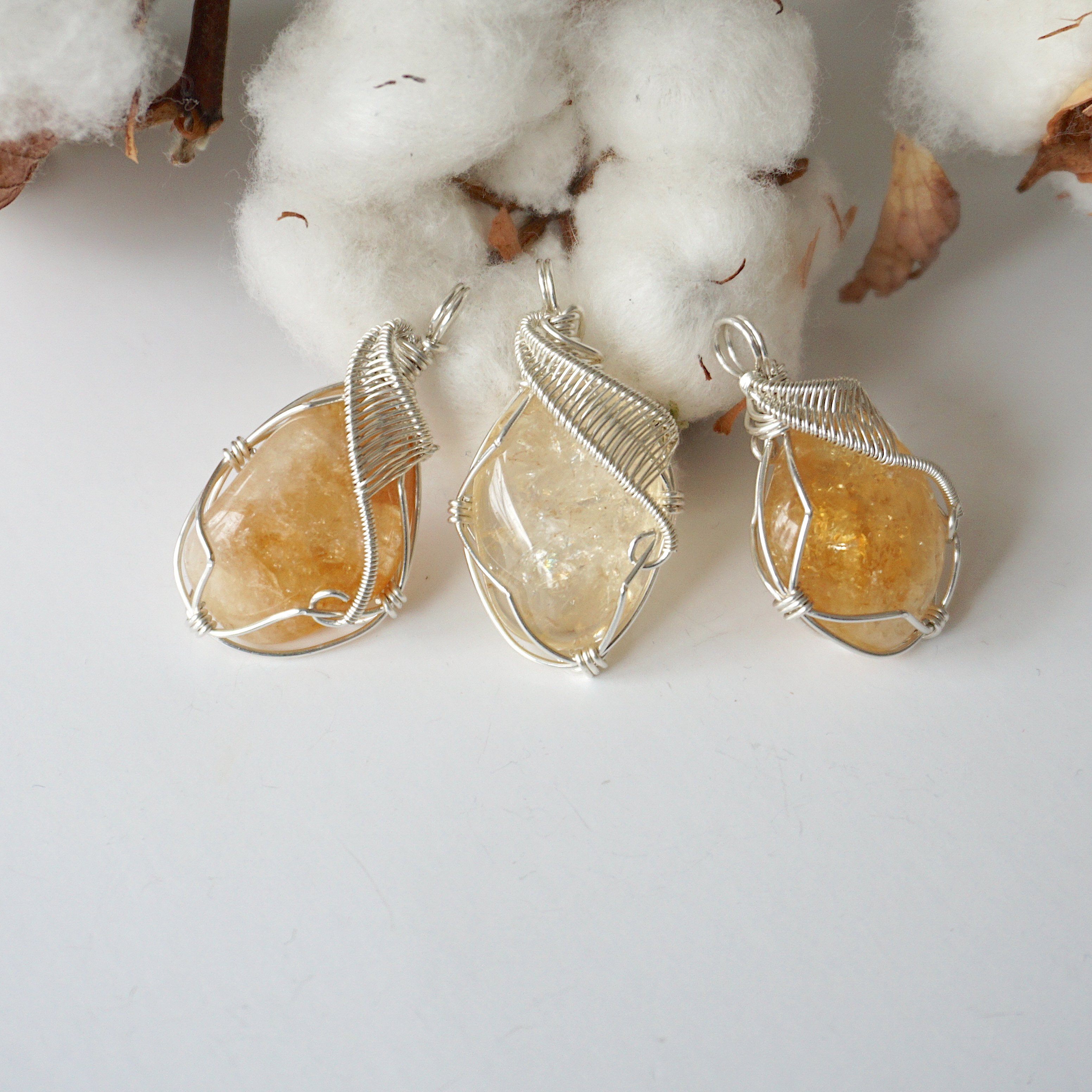 Natural Raw Citrine Pendant Necklace - 925 Sterling Silver with 18