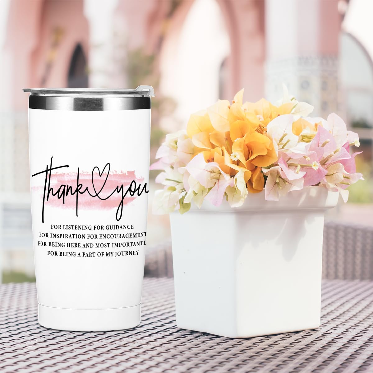 Blue Leaves 20oz Insulated Tumbler - Stainless Steel Travel Mug with Lid, Leak Proof Thermal Coffee Cup for Hot & Cold Drinks - Perfect Coworker Farewell Gift, Women's Appreciation Present, Best Friend Gift - Ideal for Office, Commuting, Camping & Outdoor Activities