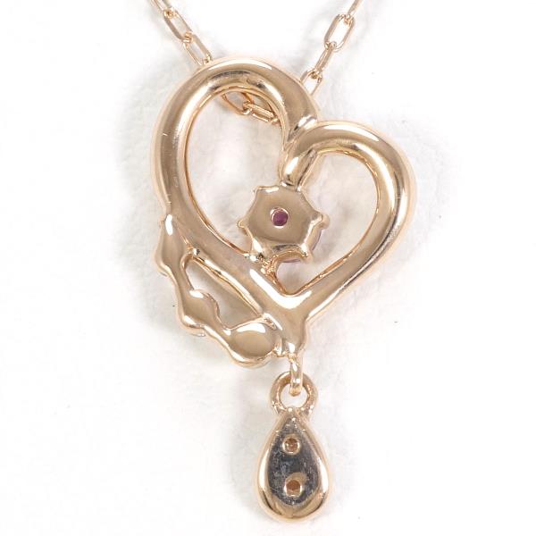 4℃ K10PG Pink Tourmaline Diamond Necklace - 14K Rose Gold Pendant Jewelry for Women, Elegant Gift for Anniversary, Valentine's Day & Special Occasions