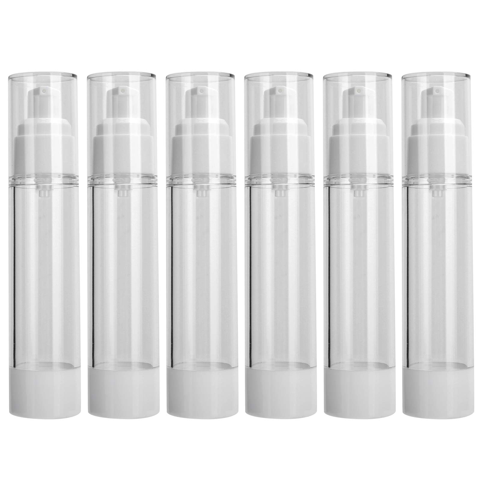 6 Pcs 50ml Empty Roll-On Bottles with Pump for Cream & Lotion Dispensing - Refillable Travel Cosmetic Containers for Toiletries, Skincare & Makeup - Perfect for Home, Gym & On-The-Go Use