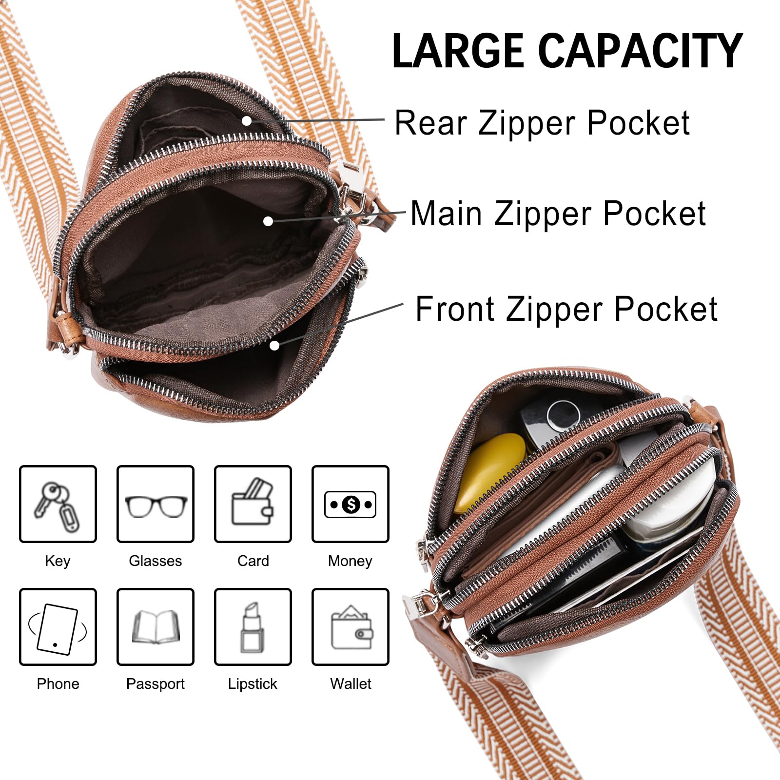 CLUCI Genuine Leather Small Crossbody Bag for Women - Stylish Shoulder Purse with Phone Pocket - Perfect for Everyday Use, Travel & Shopping