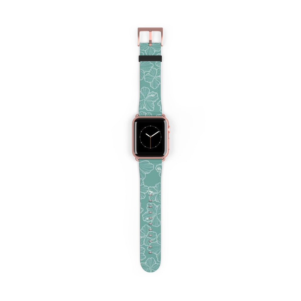 Premium Teal Hibiscus Watch Band - Stylish & Durable Replacement Strap for Apple Watch, Fitbit & Samsung - Perfect for Workouts, Casual Wear & Outdoor Activities