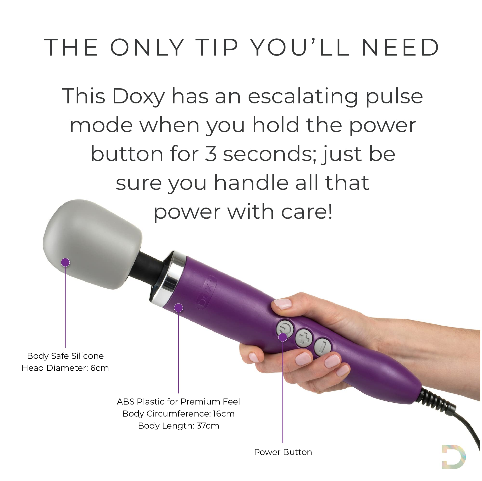 Doxy Original Wand Vibrator for Women - Powerful Rechargeable Massager with 3 Speeds, Premium Adult Sex Toy for Deep Relaxation & Intimate Pleasure - Perfect for Couples Play & Solo Sensual Exploration