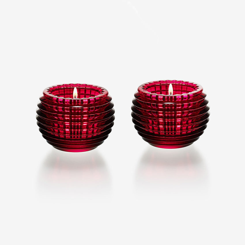 Baccarat Crystal Eye Photophore Light Set of 2 - Elegant Tabletop Decor for Home, Wedding & Luxury Events