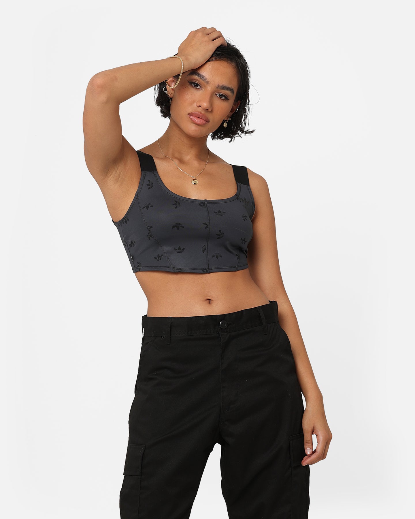 Adidas Women's Corset Sports Bra - Supportive Workout Top for Running & Gym - Night Grey - Perfect for High-Impact Training & Active Lifestyle