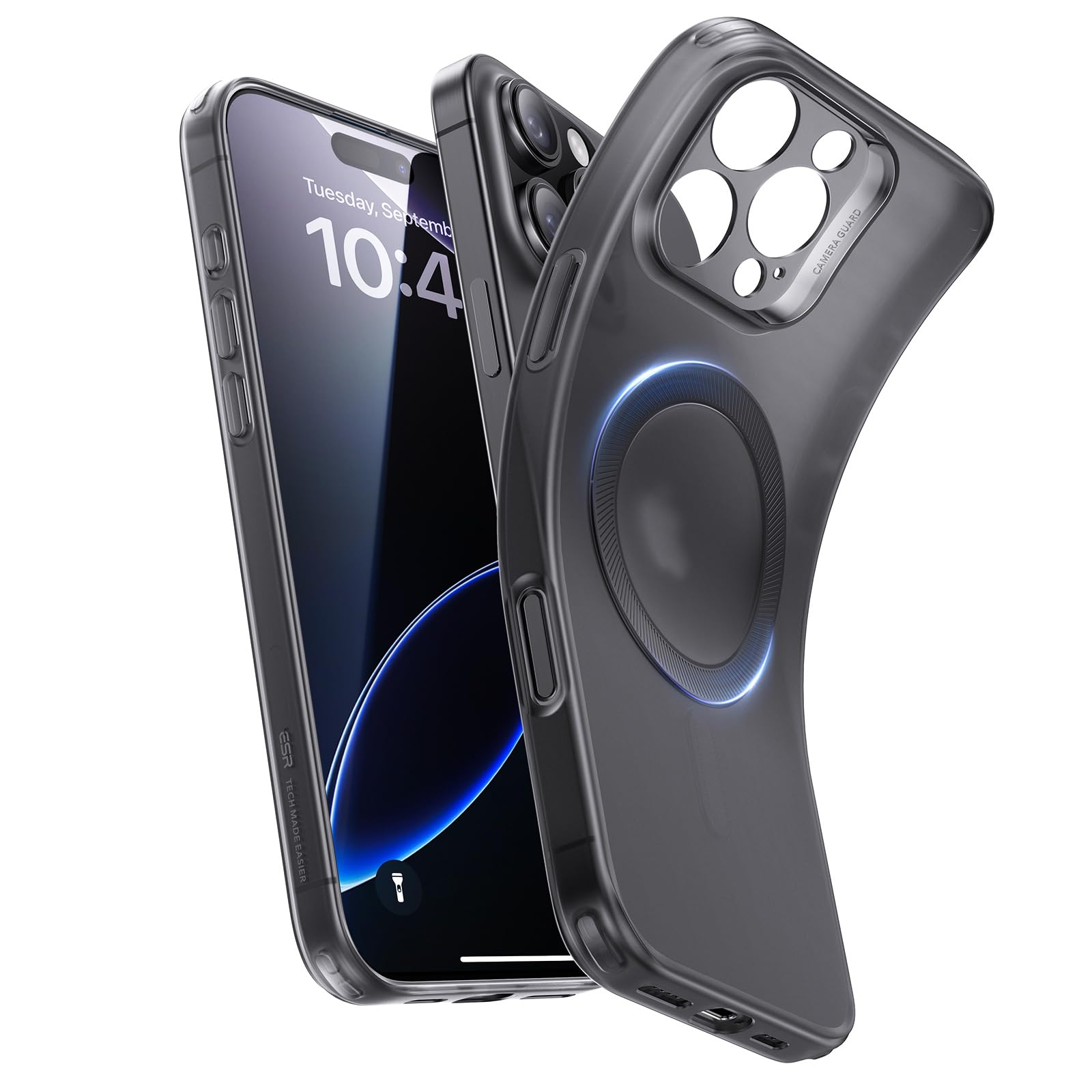 ESR iPhone 16 Pro Case with MagSafe - Slim Shockproof Magnetic Cover with Camera Protection | Anti-Yellowing & Scratch Resistant | Frosted Black Design | Perfect for Daily Use, Travel & Outdoor Activities