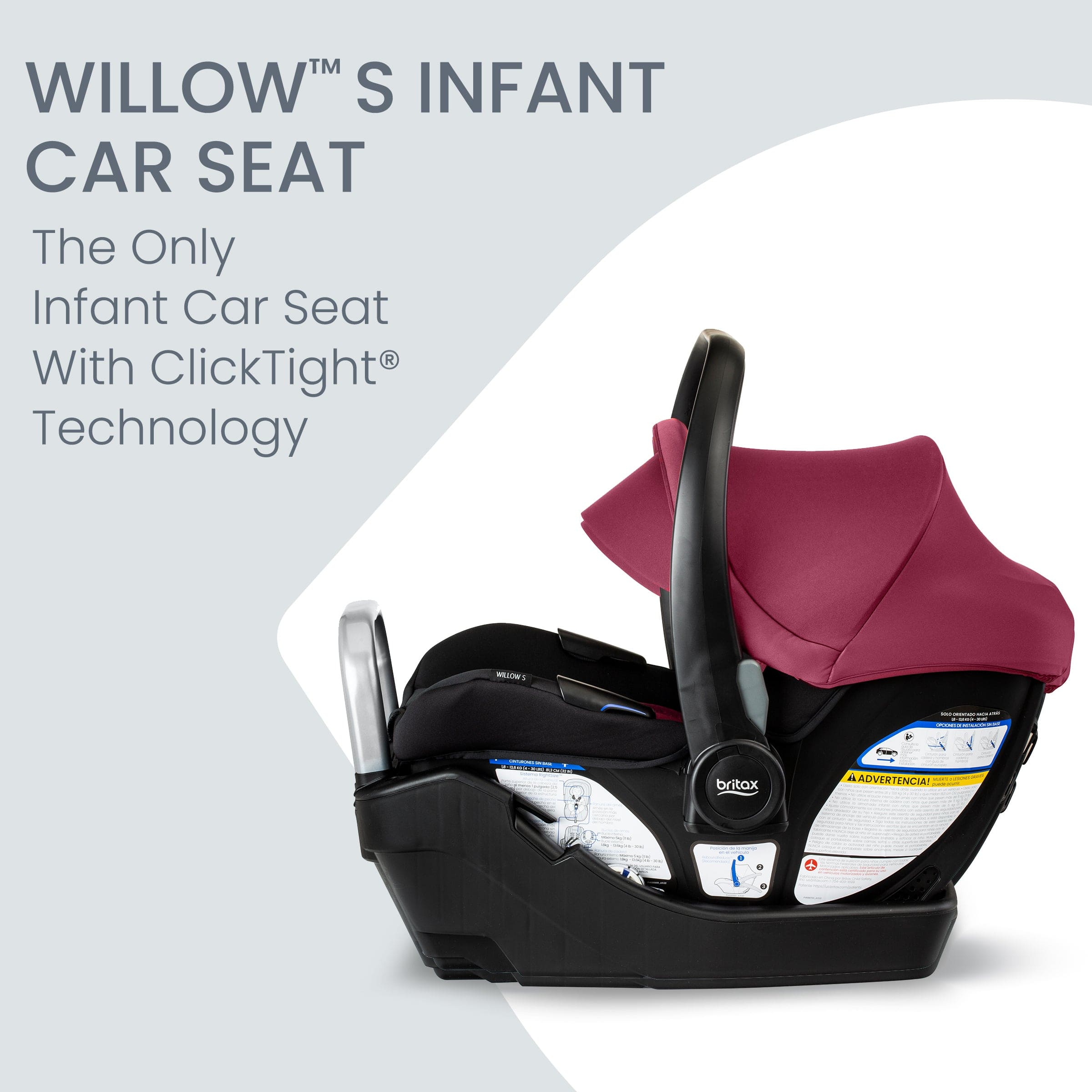 Britax Willow S Infant Car Seat with Alpine Base - Lightweight & Safe Baby Carrier for Newborns 0-35 lbs - Perfect for Travel, Shopping & Daily Commutes