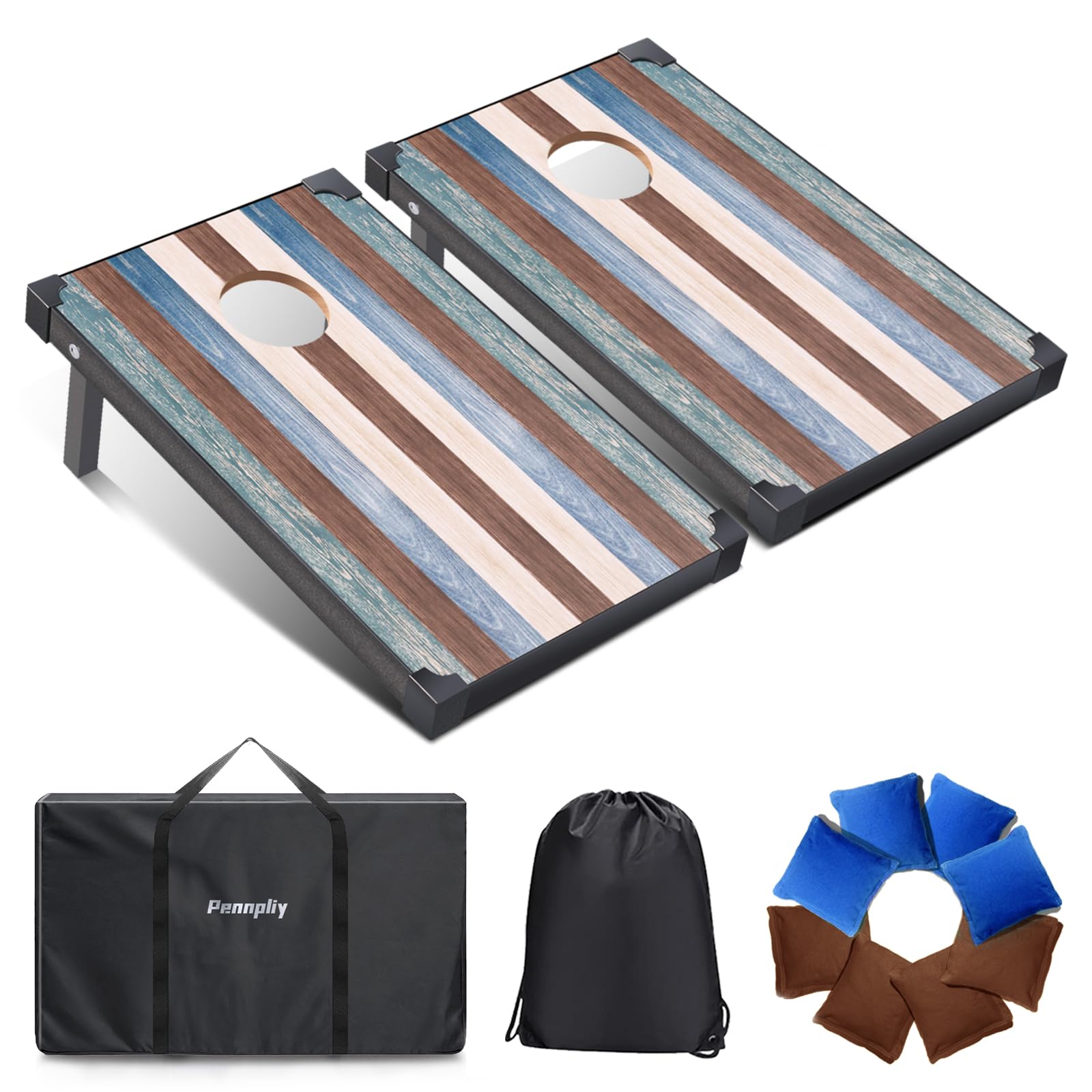 Premium Regulation Size 3x2ft Solid Wood Cornhole Board Set - 2 Boards & 8 Bean Bags with Carry Bag for Backyard, Beach, Tailgate Parties & Outdoor Games - Perfect for Family Gatherings, BBQs and Competitive Tournaments