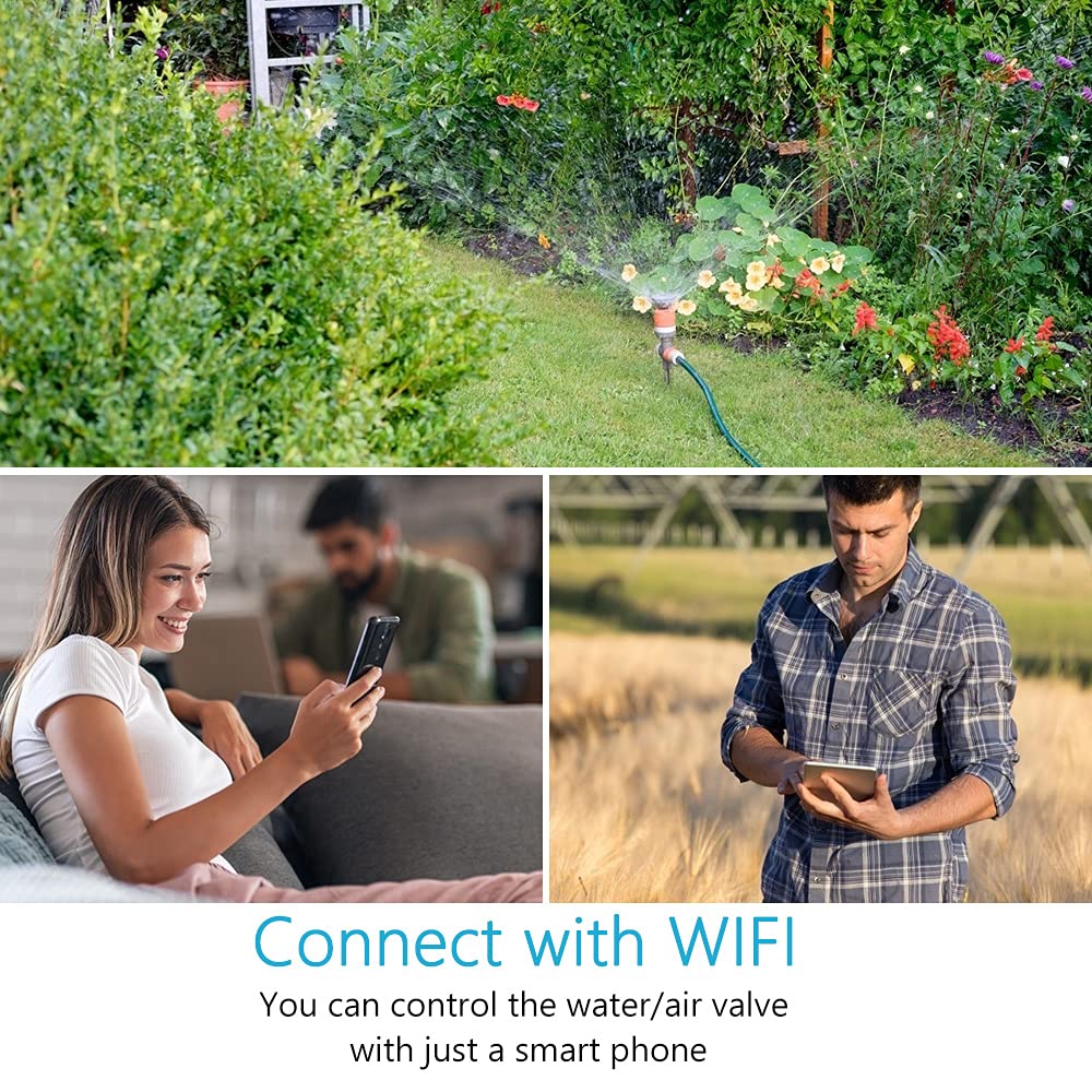 Smart WiFi & Bluetooth Water/Gas Shut Off Valve Controller - Remote Control Wireless Automatic Valve Compatible with Alexa & Google Assistant - Perfect for Smart Home, Leak Prevention & Sprinkler Systems