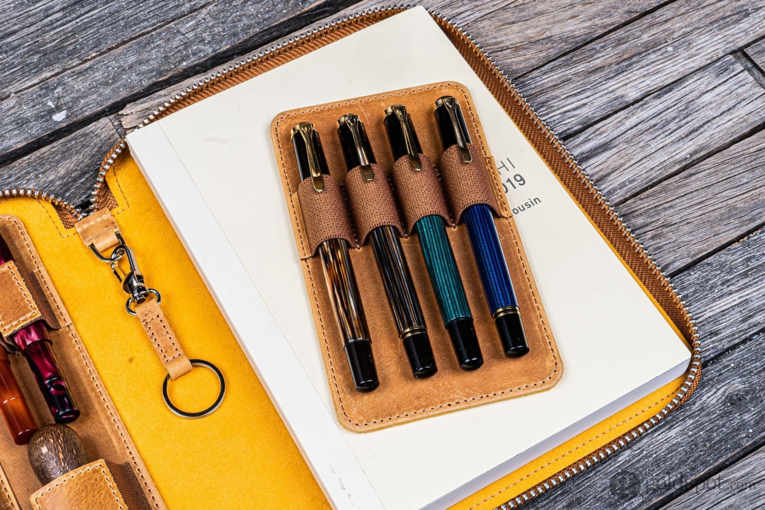 Galen Leather Zippered A5 Notebook Folio in Crazy Horse Honey Ochre - Premium Leather Cover for Journals, Planners & Notebooks - Perfect for Office, School & Travel Organization