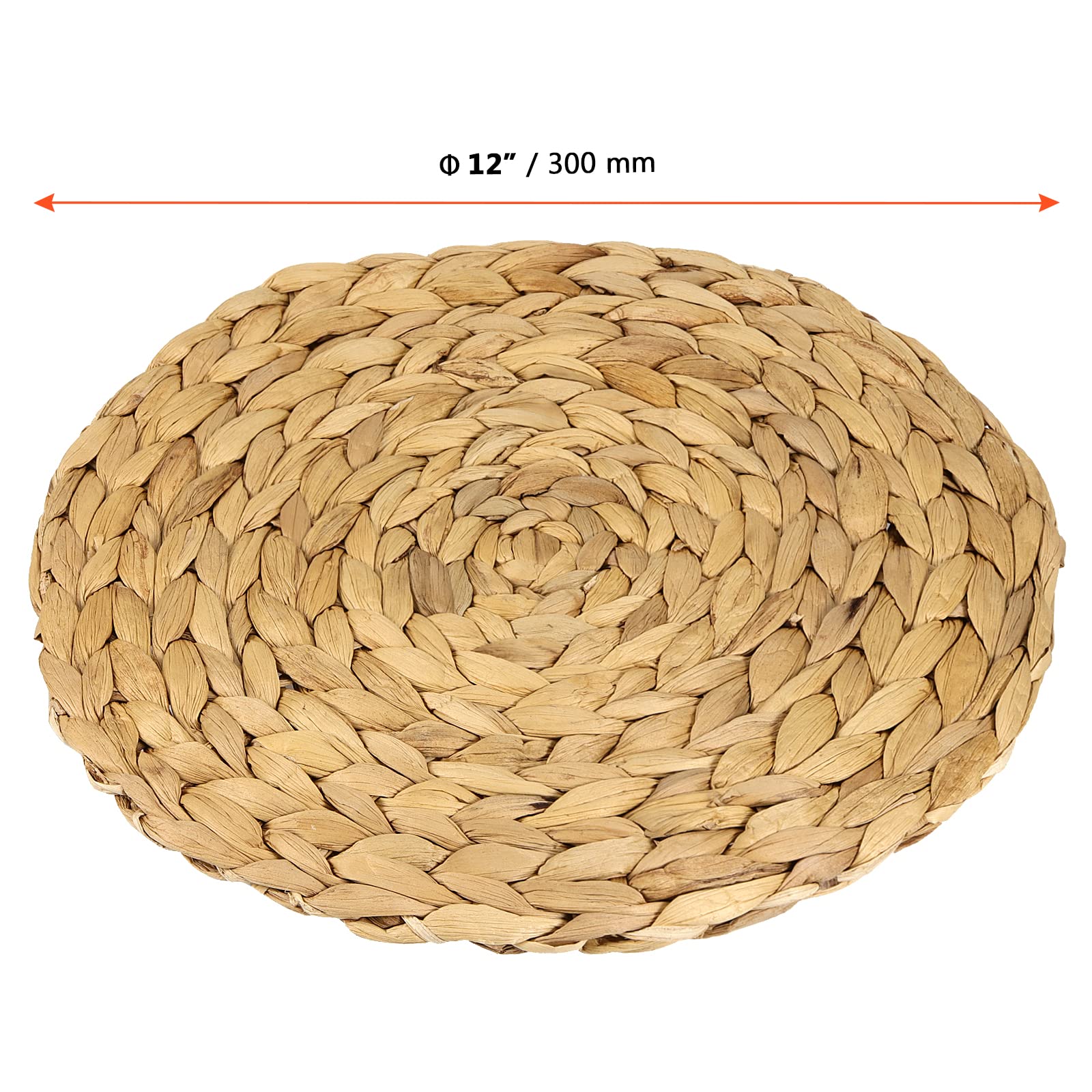 SINJEUN 10 Pack 12 Inch Round Woven Placemats - Natural Water Hyacinth Braided Rattan Table Mats, Heat Resistant & Non-Slip Handmade Dining Placemats for Kitchen, Table Setting, and Home Decor | Perfect for Dinner Parties, Restaurants, and Cozy Family Meals