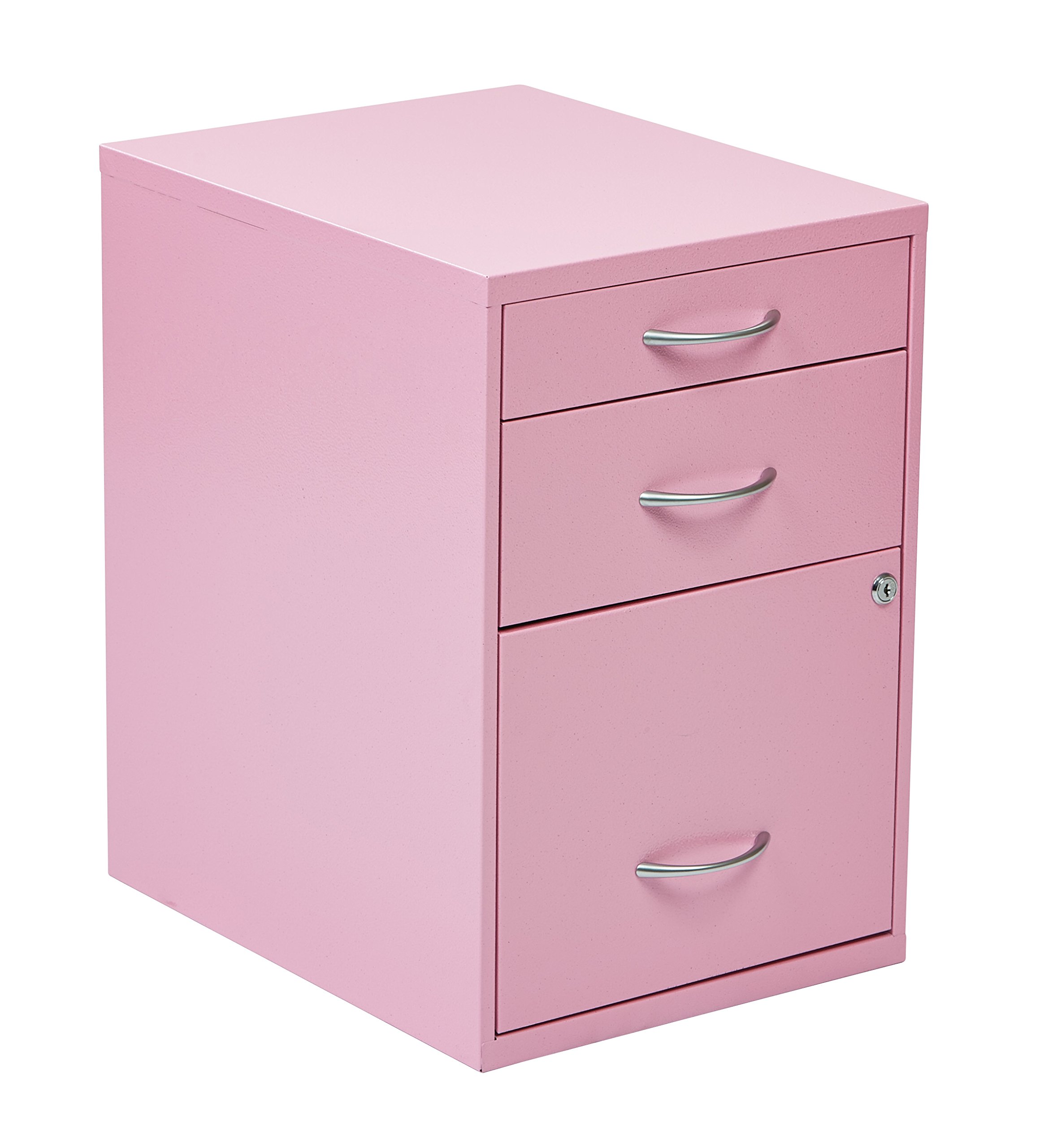 Heavy Duty 3-Drawer Metal File Cabinet for Office - OSP Home Furnishings HPB Pink File Storage Cabinet for Documents, Folders & Office Supplies - Perfect for Home Office, School or Workplace Organization