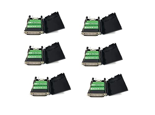 DB25 Solderless Breakout Terminal Block Connector Kit - 6PCS Male DB25 Connectors for Easy Wiring & Prototyping | Perfect for DIY Electronics, Arduino Projects & Industrial Automation