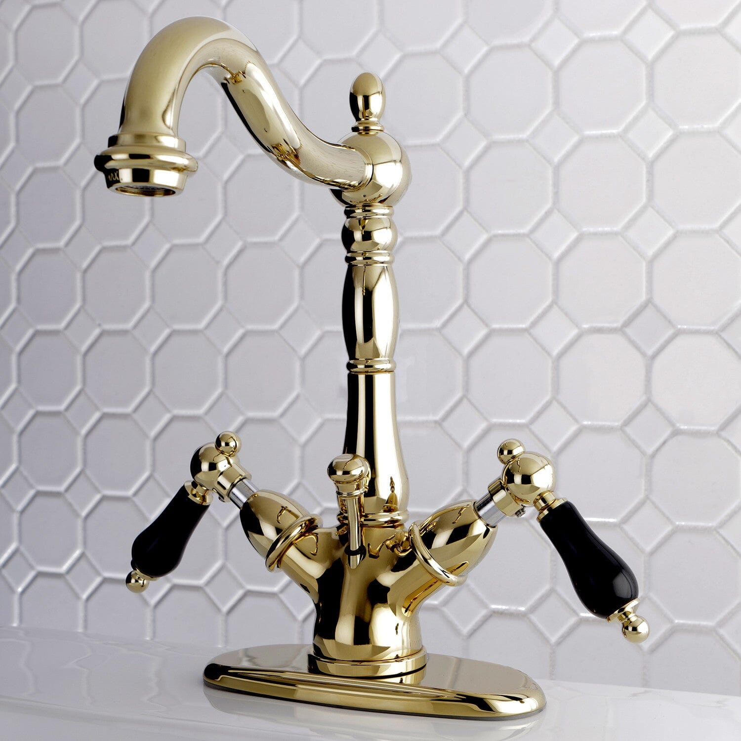 Duchess Double Handle 1 or 3 Hole Deck Mount 4 Inch Centerset Bathroom Faucet with Brass Pop Up Drain - Elegant Brass Finish for Bathroom Sink - Perfect for Modern Home Renovation and Bathroom Upgrades