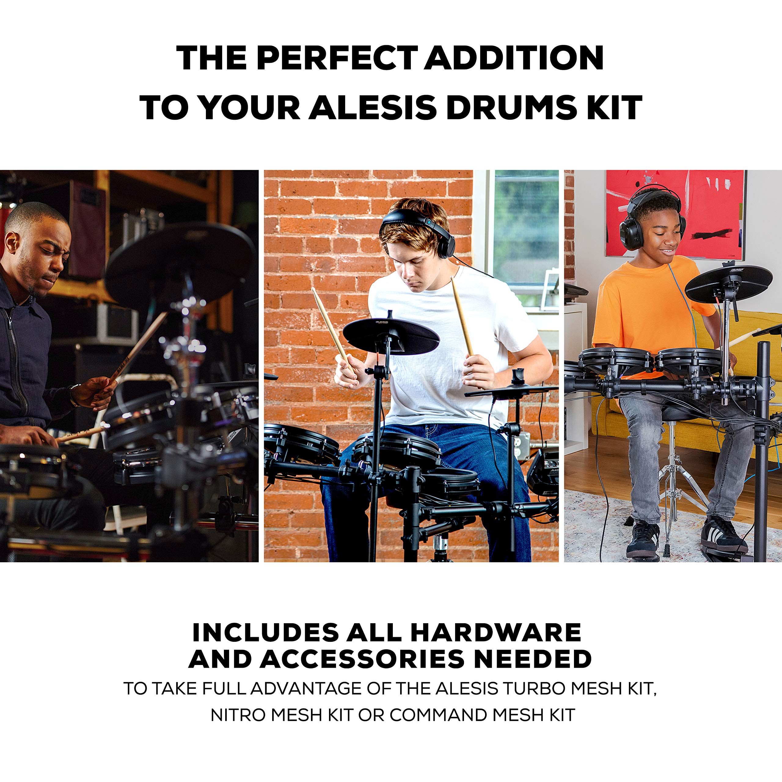 Alesis Drum Essentials Bundle – Complete Electric Drum Set Accessory Pack with Drum Throne & On-Ear Headphones for Home Practice & Studio Recording