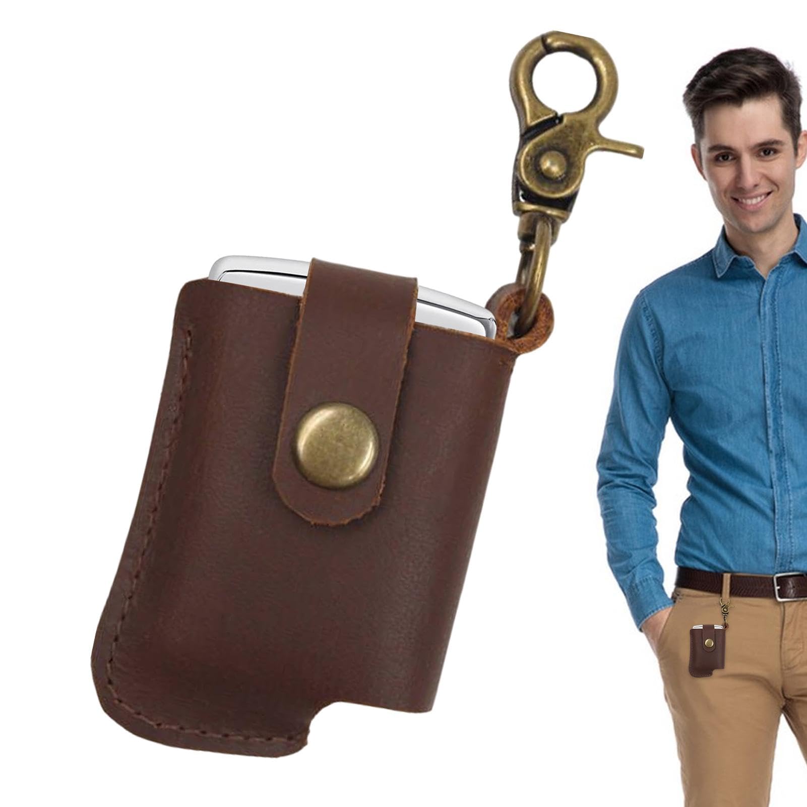 Premium Leather Igniter Case - Durable Key Storage Pouch for Men | Handmade Belt Keychain Holder for Lighters & Essentials | Perfect for Outdoor Camping, Hiking & Daily Carry
