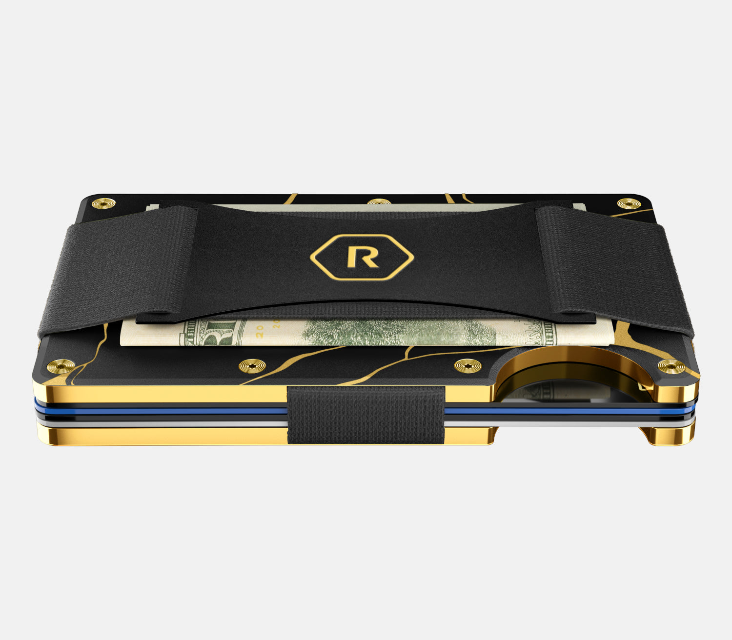 Ridge Wallet Kintsugi Black - Slim Minimalist RFID Blocking Metal Wallet for Men - Perfect for Everyday Carry, Travel & Gifting