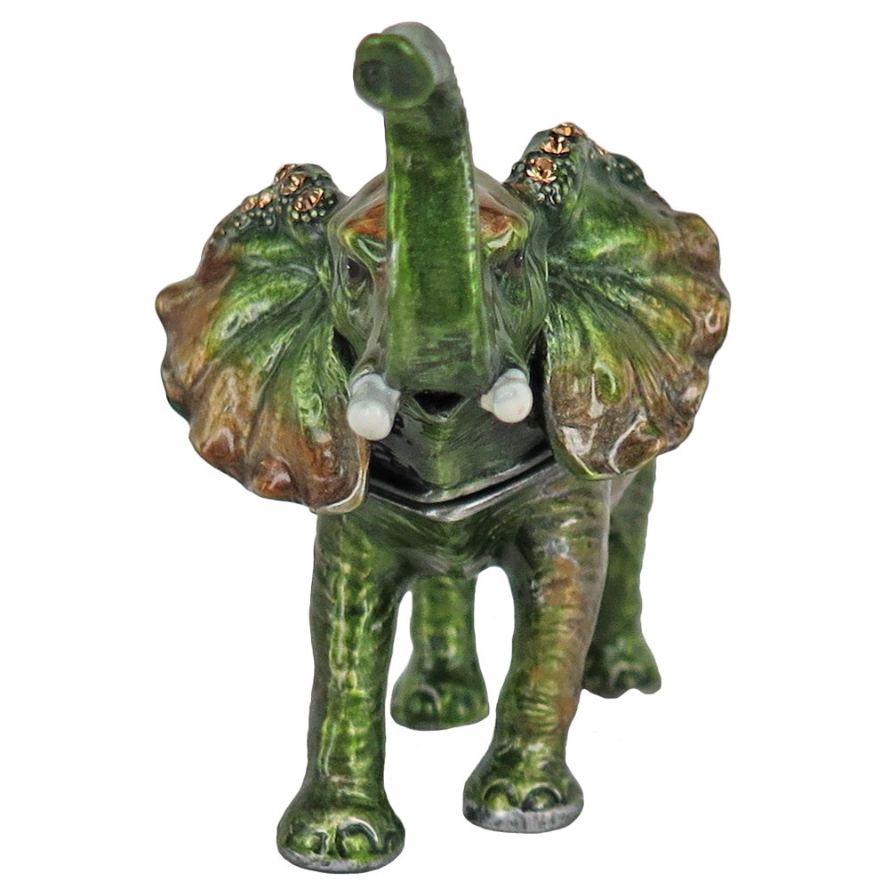 RUCINNI Elephant (Green) Jewelry Trinket Box - Perfect for Home Decor, Gift Giving, and Organizing Small Treasures