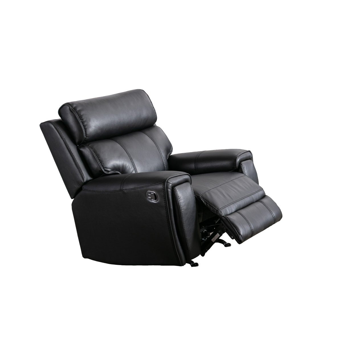 Carnegie Black Reclining Sofa Set - Modern Leather Recliner Living Room Furniture for Home Theater & Family Relaxation
