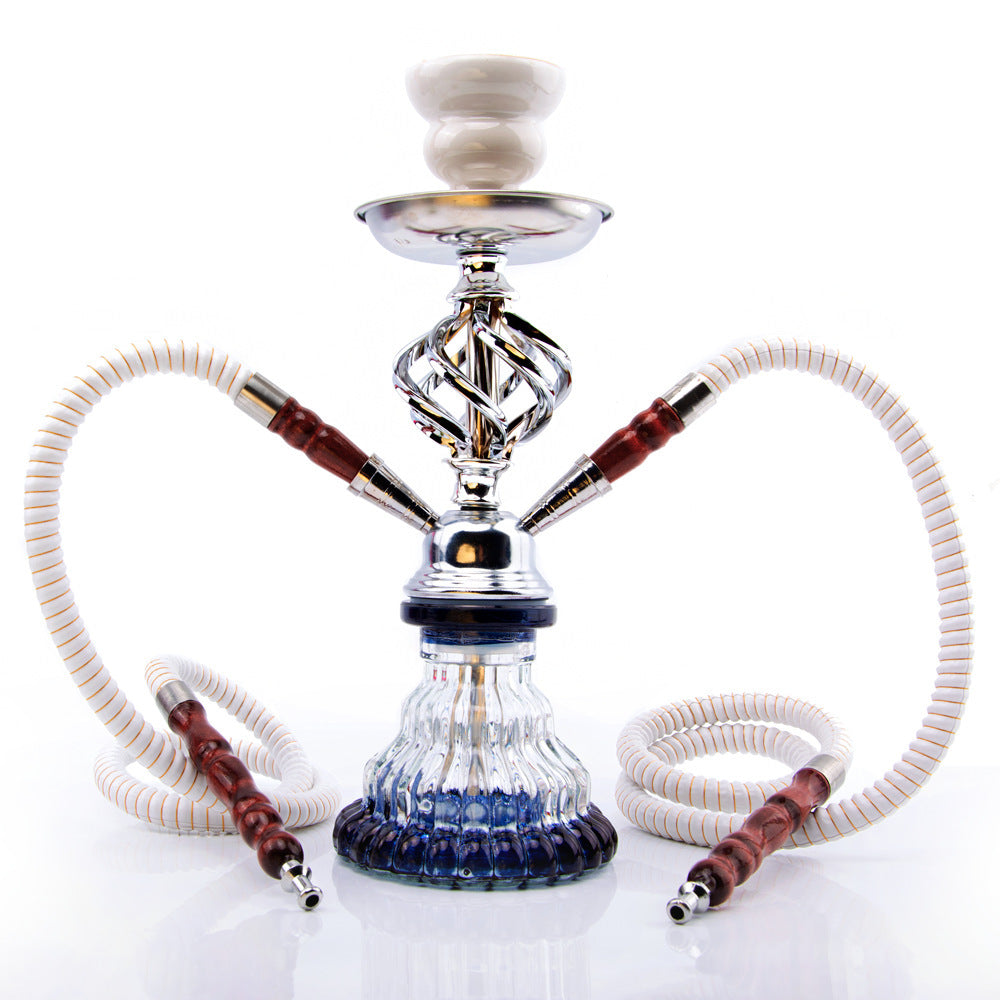 Premium Arab Double Hose Twist Ball Narguile Glass Shisha Hookah Set for Parties & Relaxation - Authentic Middle Eastern Smoking Experience