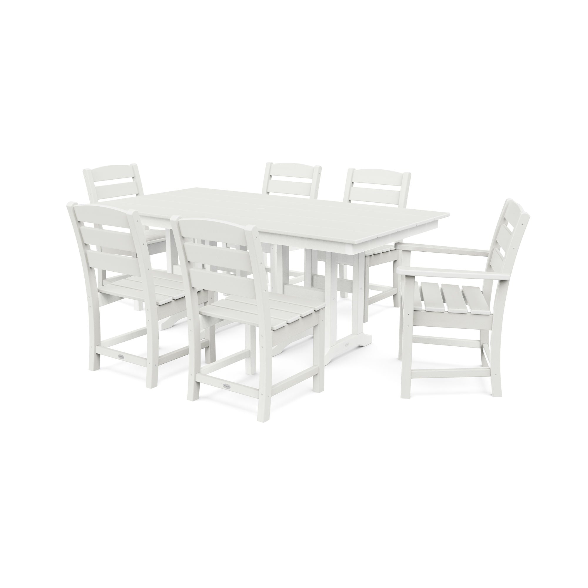 POLYWOOD Lakeside 7-Piece Farmhouse Dining Set - Outdoor Patio Furniture for Backyard, Garden & Poolside - All-Weather Resin Wicker Chairs & Table