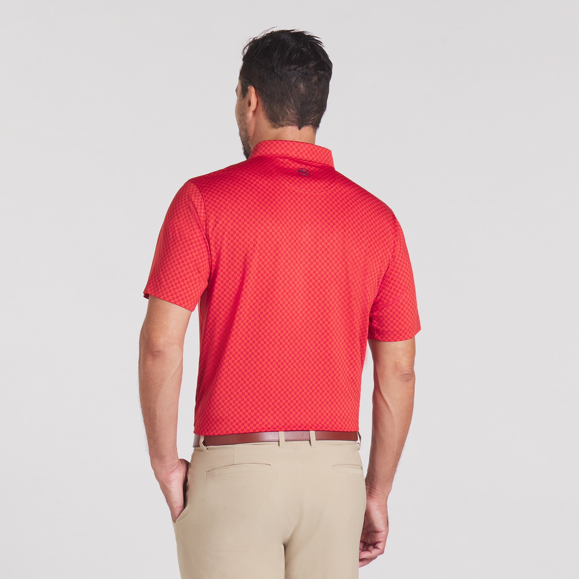 MATTR Micro Floral Golf Polo Shirt for Men - Breathable Moisture-Wicking Performance Tee - Perfect for Golf, Tennis & Casual Wear