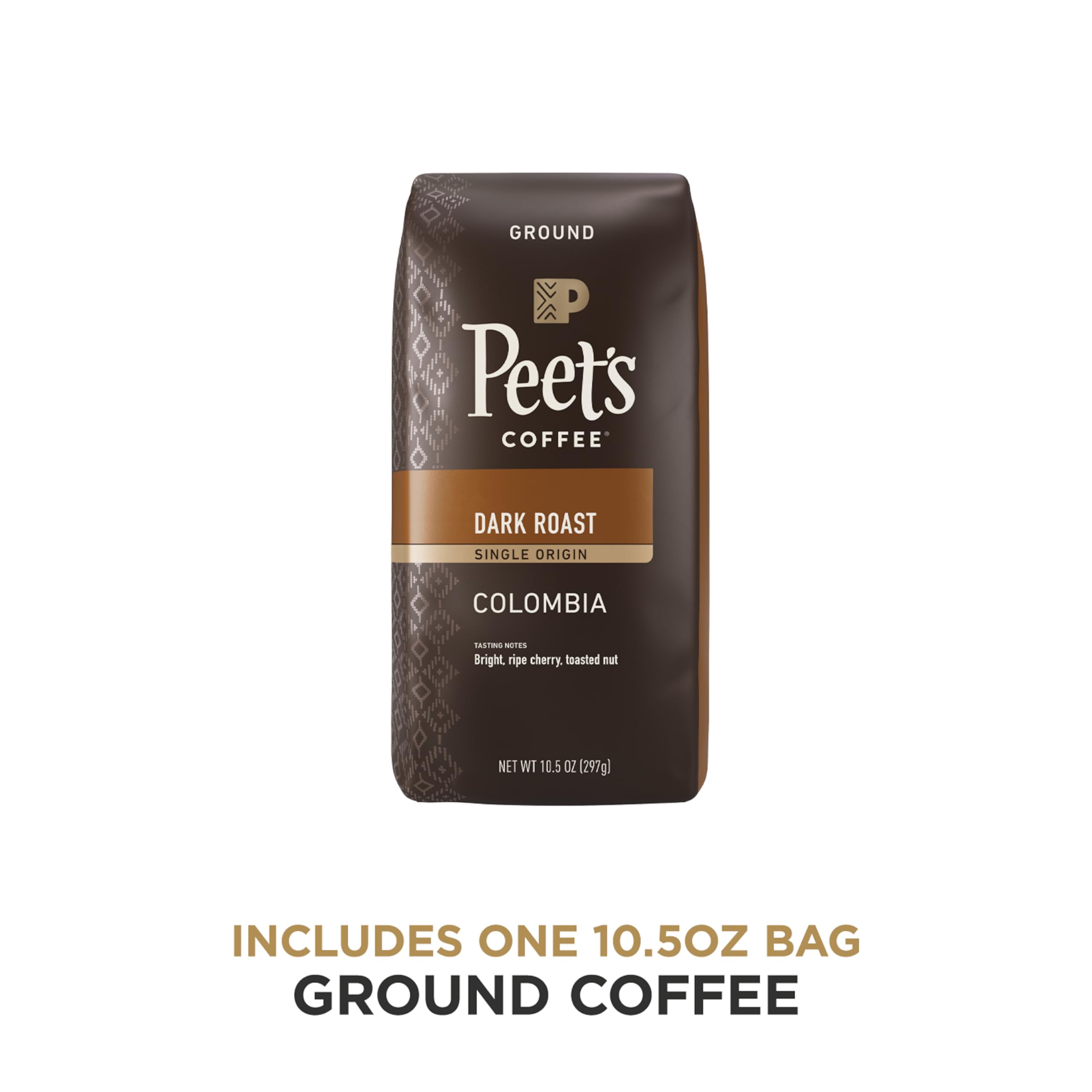 Peet's Coffee Single Origin Colombia Dark Roast Ground Coffee - 10.5oz Bag for Rich Flavor & Aroma | Perfect for Home Brewing, Office Use & Gifts