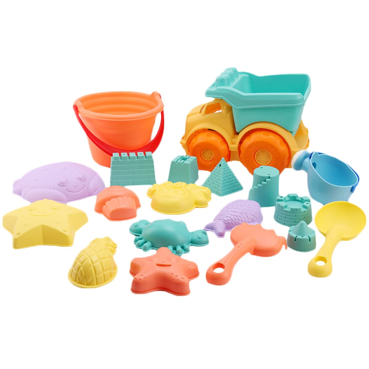 19Pcs Beach Sand Toys Set for Kids - Sand Water Wheel, Castle & Animal Molds with Mesh Bag - Outdoor Sandbox Toys for Boys & Girls - Perfect for Beach, Backyard & Playground Fun (19 Piece Set)