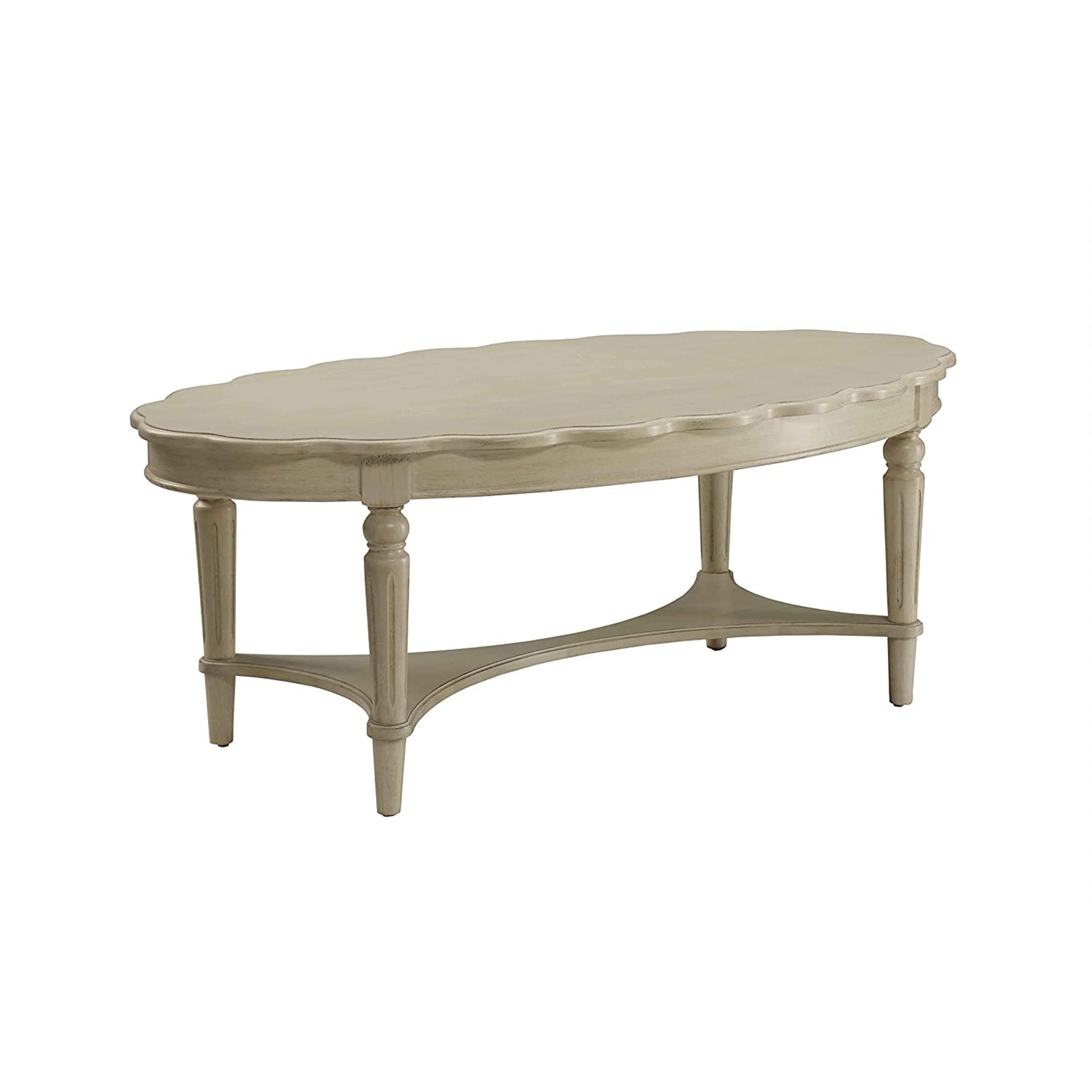 Vintage White Coffee Table - Solid Wood Farmhouse Style Living Room Furniture for Home Decor & Cozy Gatherings