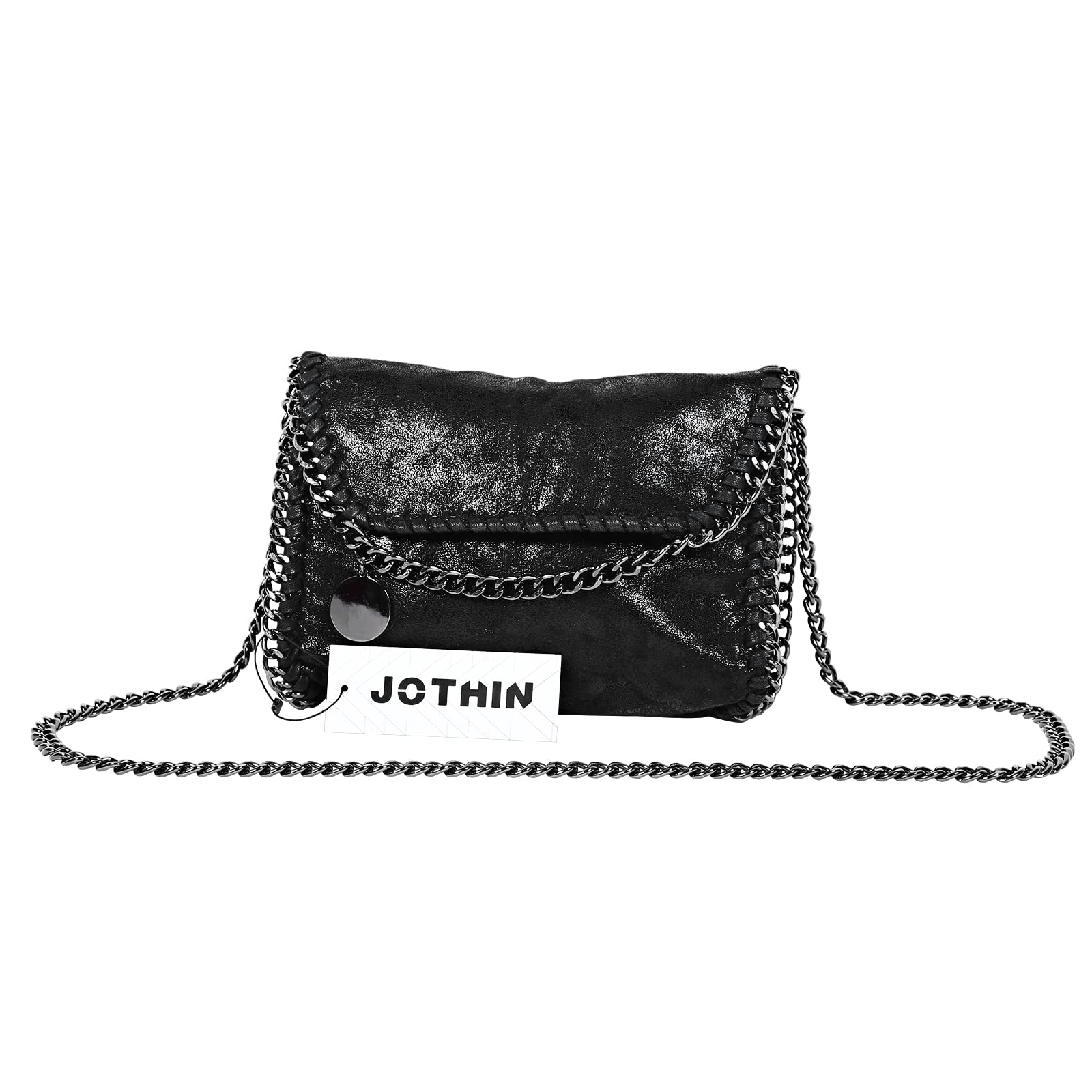 JOTHIN Women's Designer Crossbody Bag - Black Clutch Purse with Chain Strap, Fashion Shoulder Handbag for Daily Use, Work, Travel & Evening Out