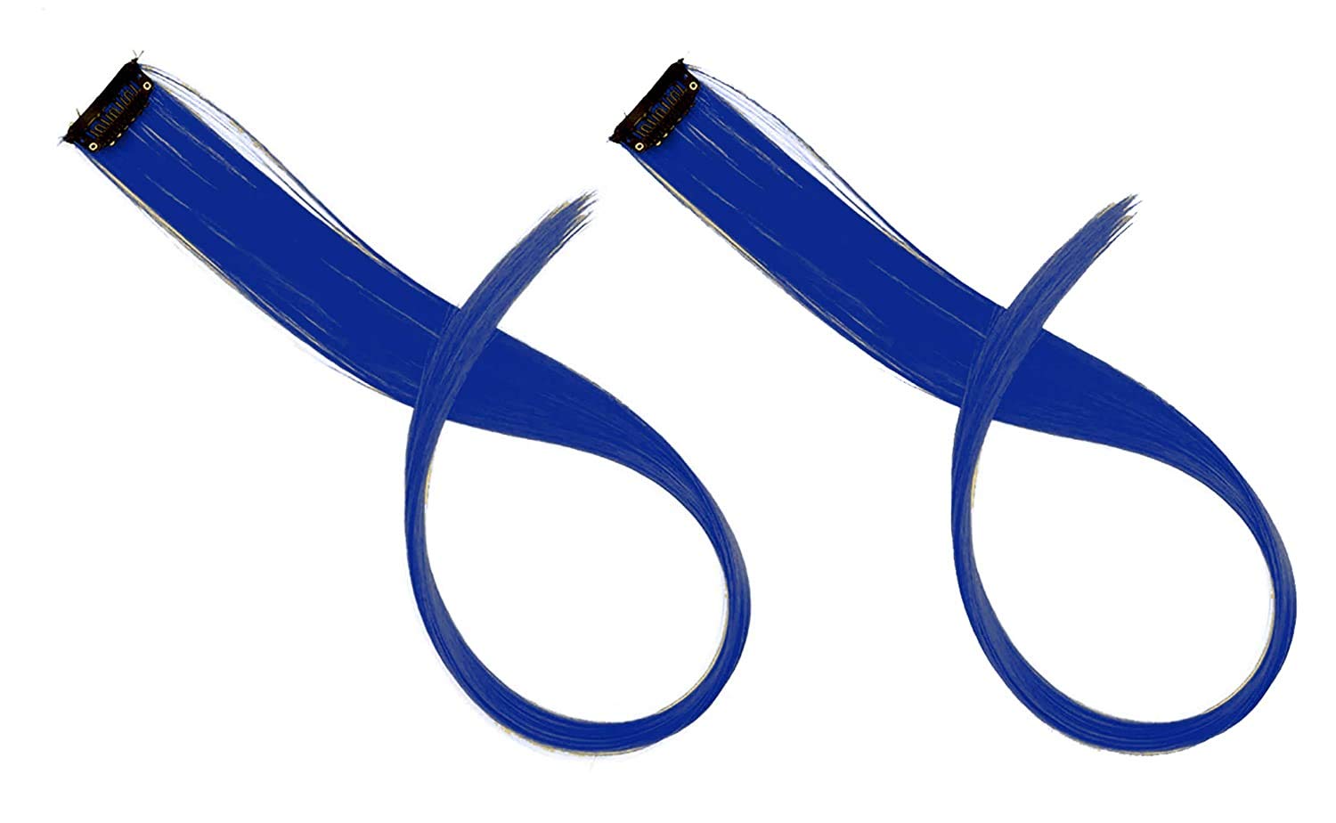 Majik Combo of 2 Colored Hair Streaks with Clips for Women & Girls - Navy Blue Highlights for Parties & Events (Pack of 1) | Perfect for Cosplay, Halloween, Festivals & Birthday Celebrations