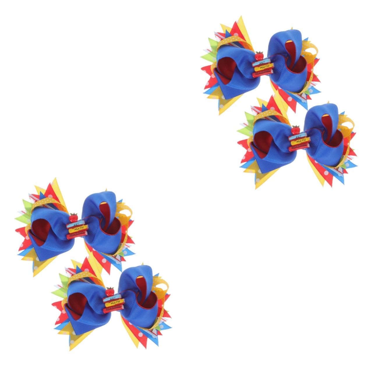 4 Pcs Girls Small Hair Bows - Fancy Hair Clips & Barrettes for Baby, Kids & Women | Satin Scrunchies for Curly Hair | Big Bow Hair Accessories for Back to School & Special Occasions