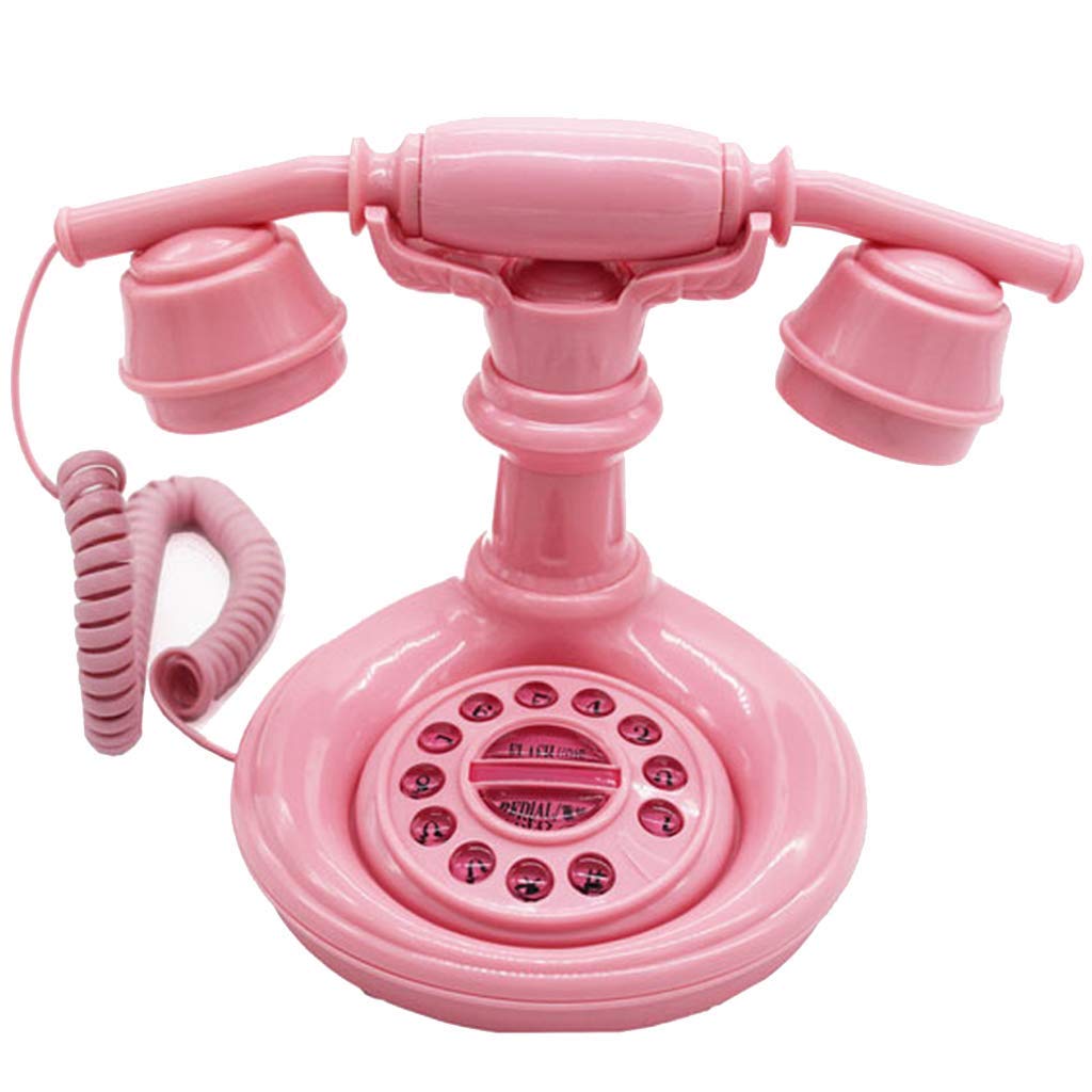 Vintage Pink Princess Retro Rotary Telephone with Spiral Cord - Antique Landline Phone for Home Decor, Gift, and Vintage Themed Parties
