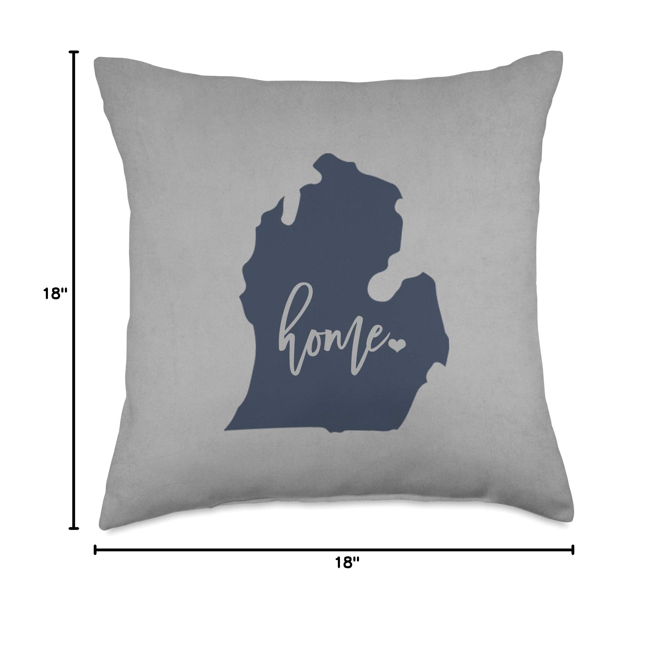 Michigan Home State Navy & Grey Throw Pillow - Soft Decorative Couch Pillow for Living Room, Bedroom, or Dorm Decor