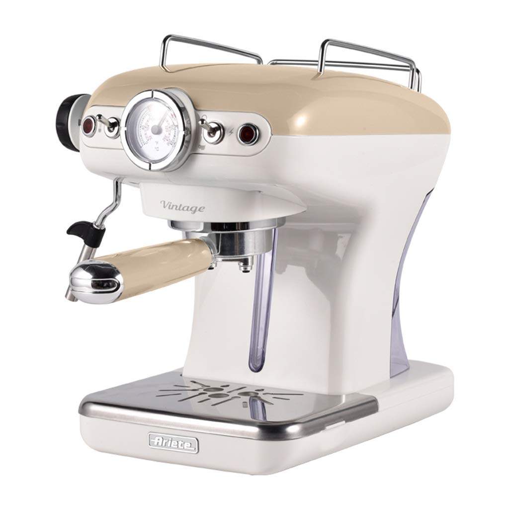 Semi-Automatic Espresso Coffee Machine with Steam Milk Frother - Retro Home Coffee Maker with Real-Time Temperature Control (Beige, 23x18x31cm) for Kitchen, Office & Small Spaces