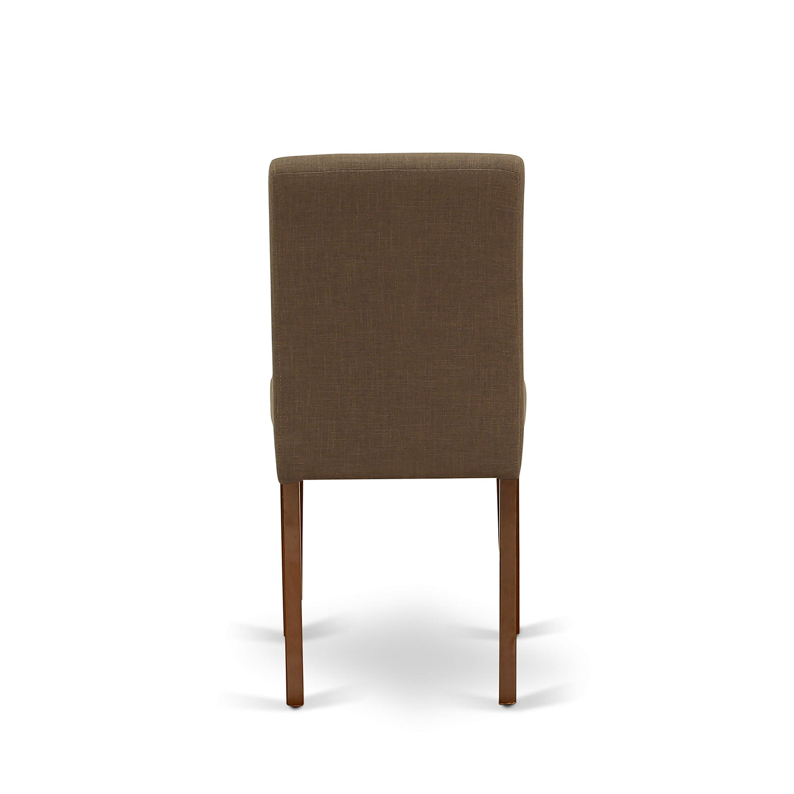 East West Furniture ESAB3-MAH-18 3-Piece Small Space Dinette Set with Round Pedestal Dining Table & 2 Coffee Linen Fabric Parson Chairs, 30x30 Inch, Mahogany - Perfect for Apartments, Breakfast Nooks & Cozy Dining Areas