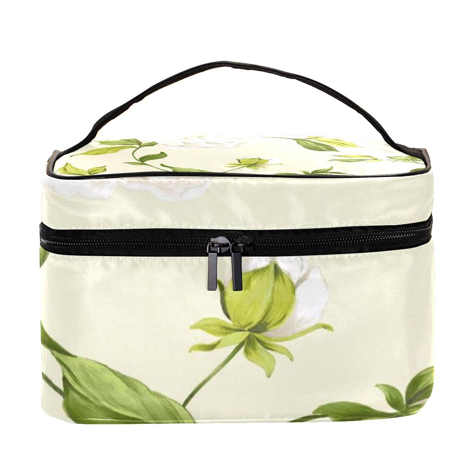 Hibiscus Floral Pattern Large Travel Makeup Bag - Waterproof Cosmetic Organizer with Zipper for Women & Girls | Perfect for Vacation, Gym, and Daily Essentials Storage