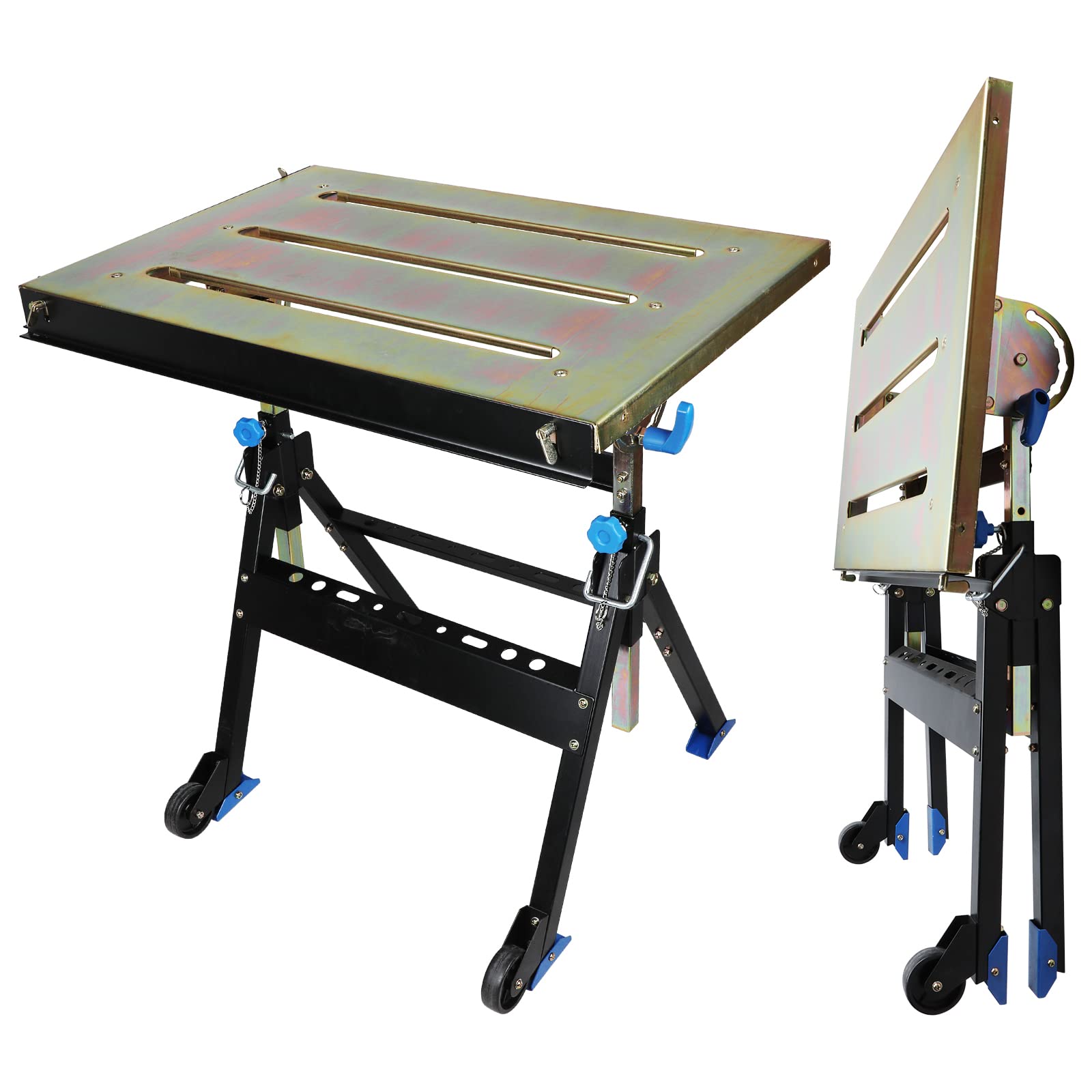 Olympia Tools Adjustable Welding Table with Wheels - Portable Steel Stand Workbench 30
