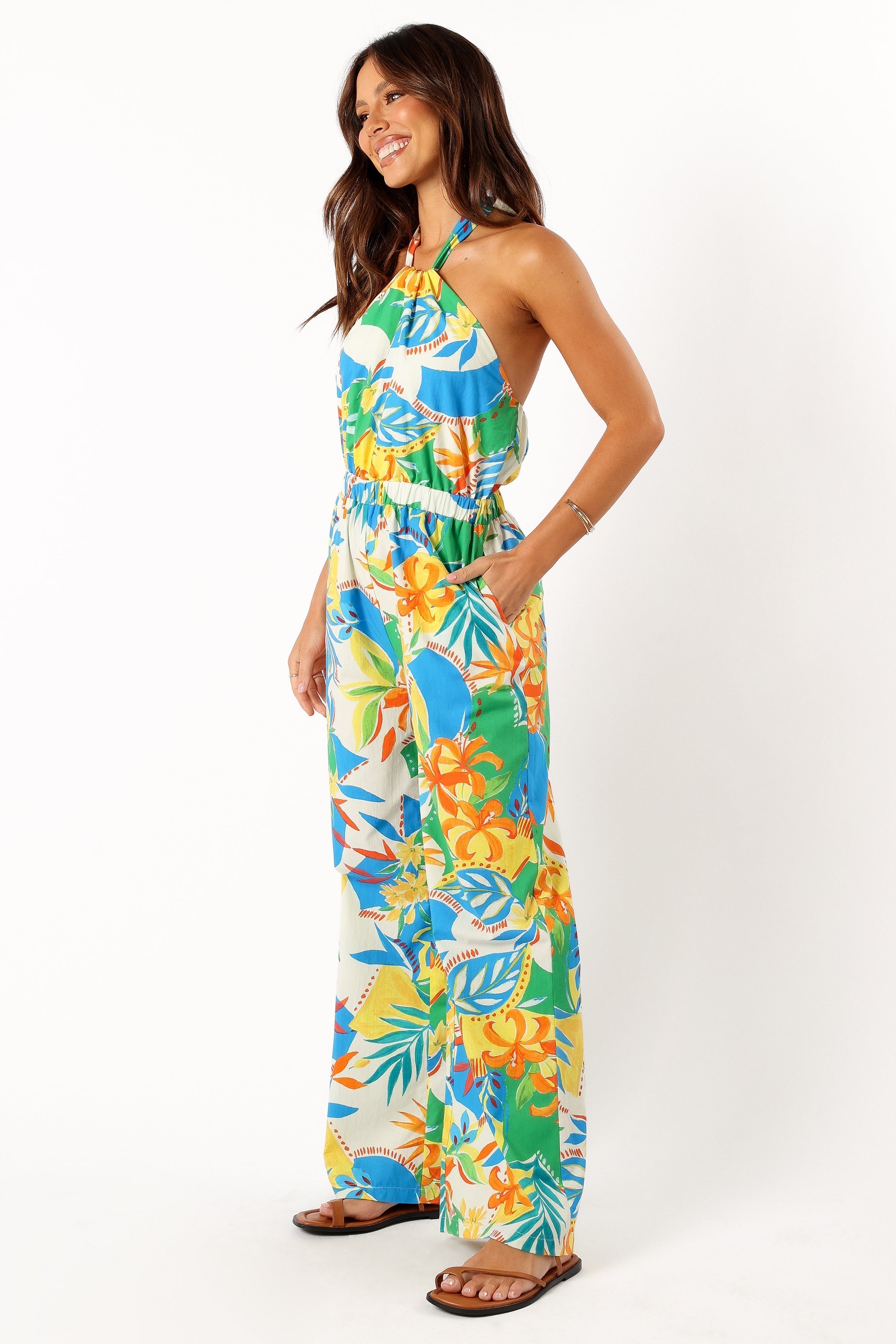 Harriet Halter Jumpsuit - Malta Print Floral Romper for Women | Summer Beach Cover Up, Vacation Outfit, Boho Chic Fashion