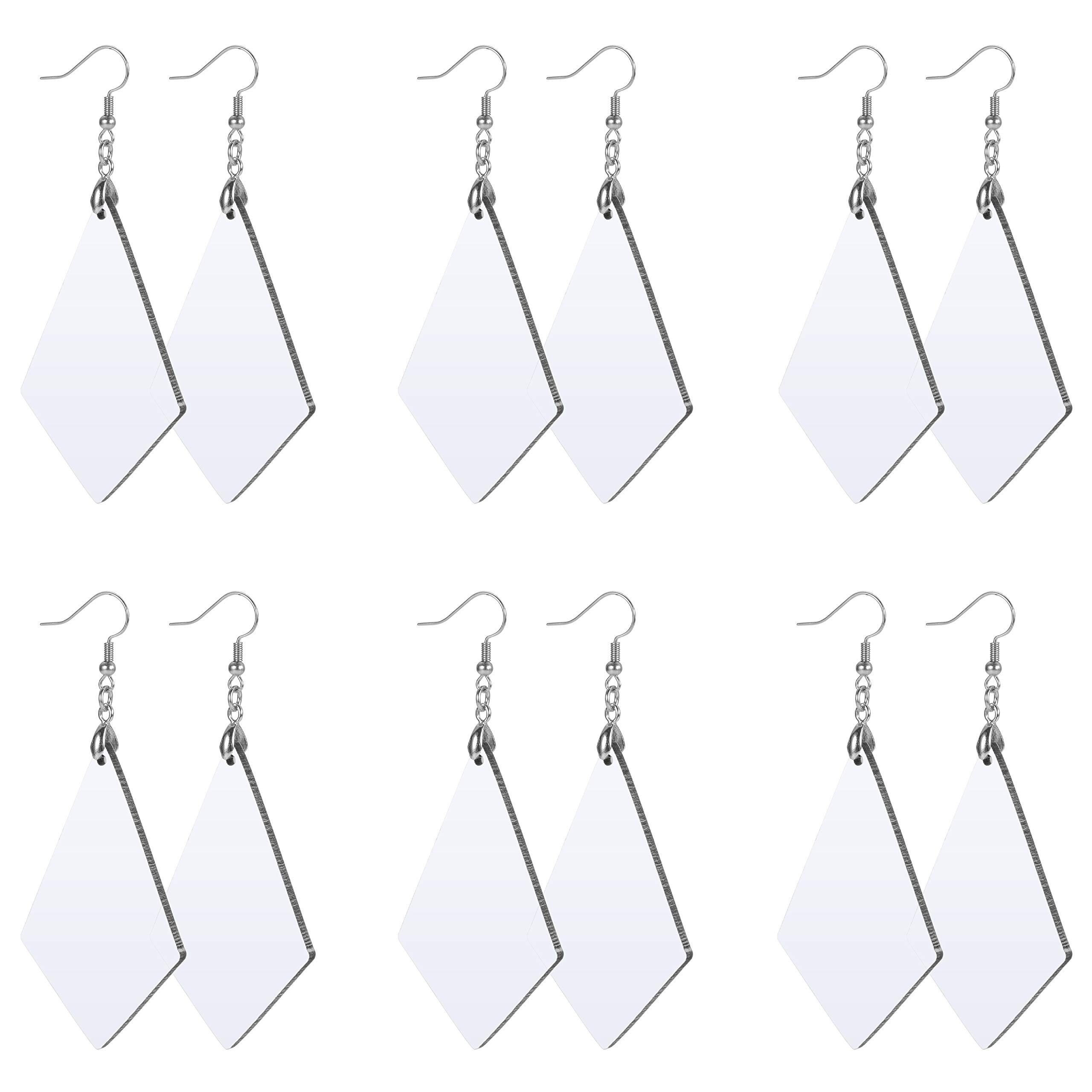 Sublimation Earring Blanks - 6 Pairs MDF Earrings for Heat Press Machine, DIY Custom Printed Jewelry - Perfect for Crafting, Gifts, and Personalized Fashion Accessories