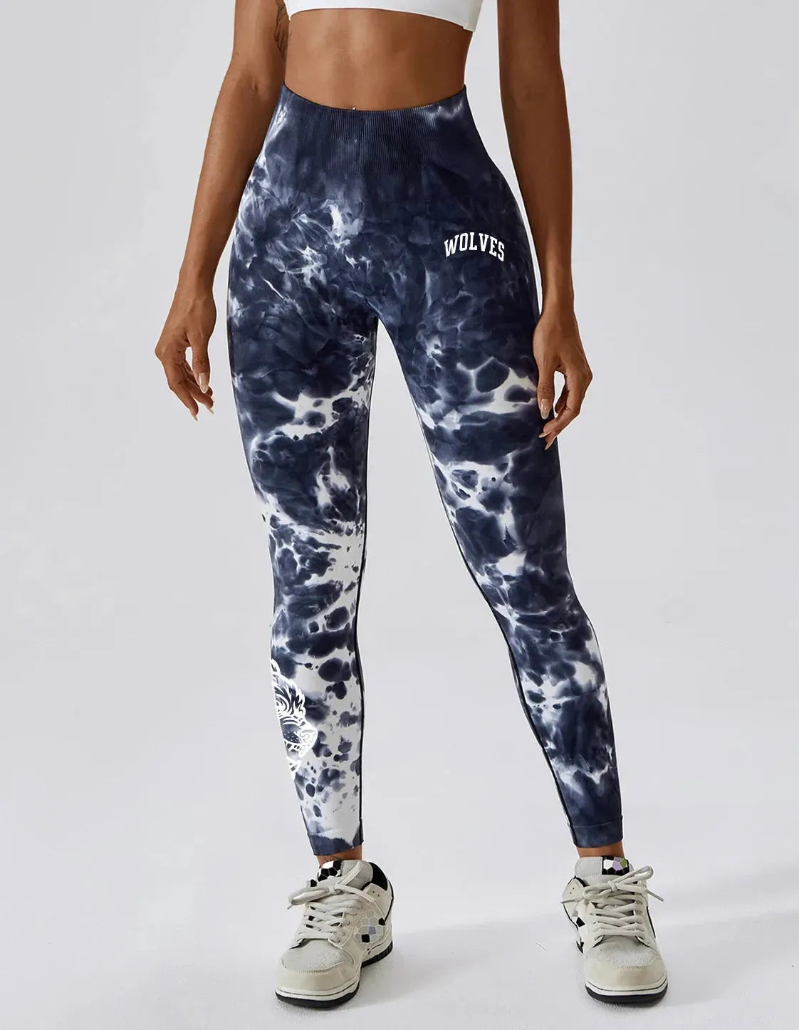 Darc Women's Seamless Gym Leggings - High Waist Elastic Workout Tights for Women, Breathable Summer Yoga Pants with Wolf Print Design - Perfect for Fitness, Running & Lounge Wear